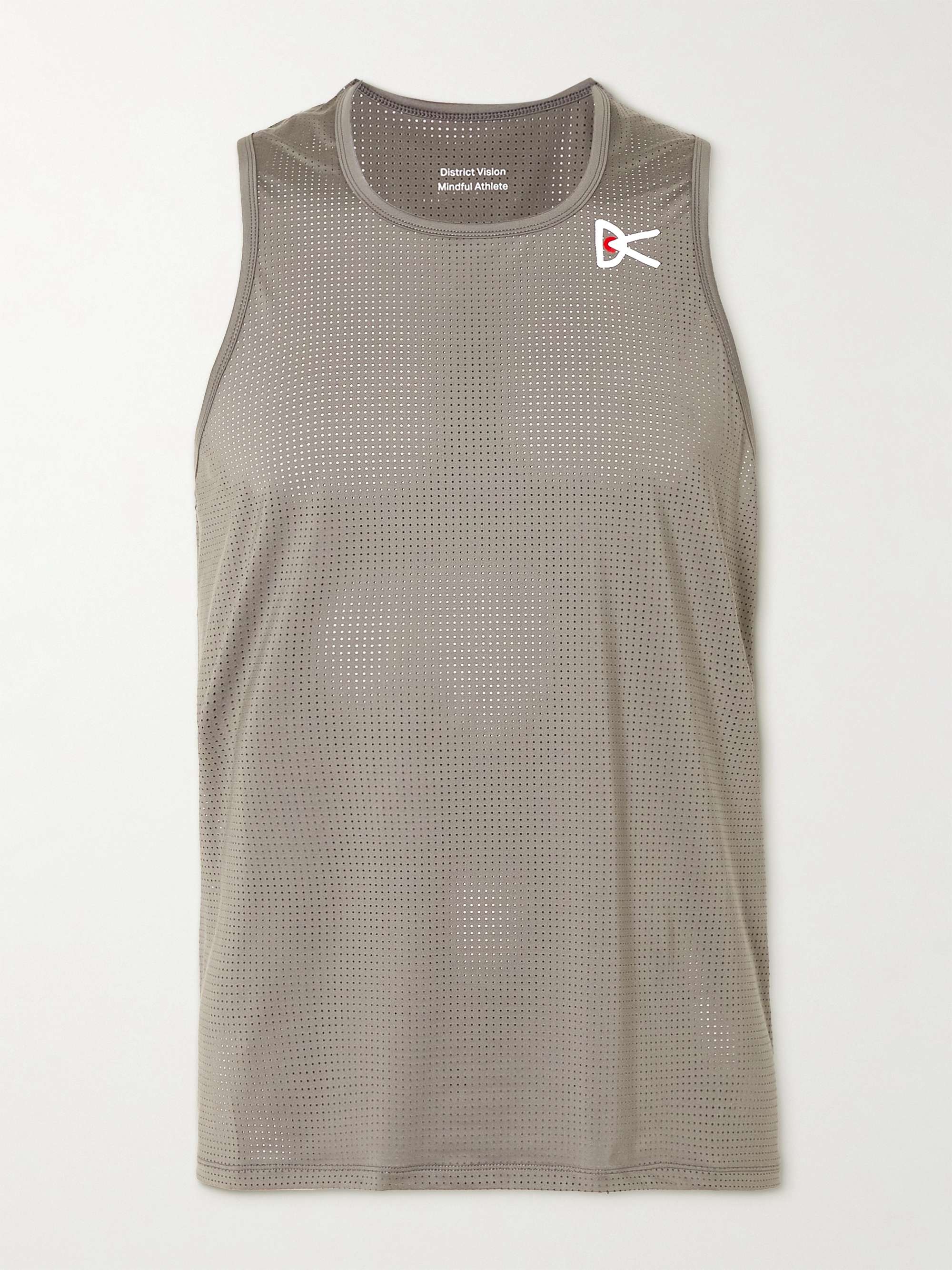 DISTRICT VISION Logo-Print Perforated Stretch-Jersey Running Tank Top