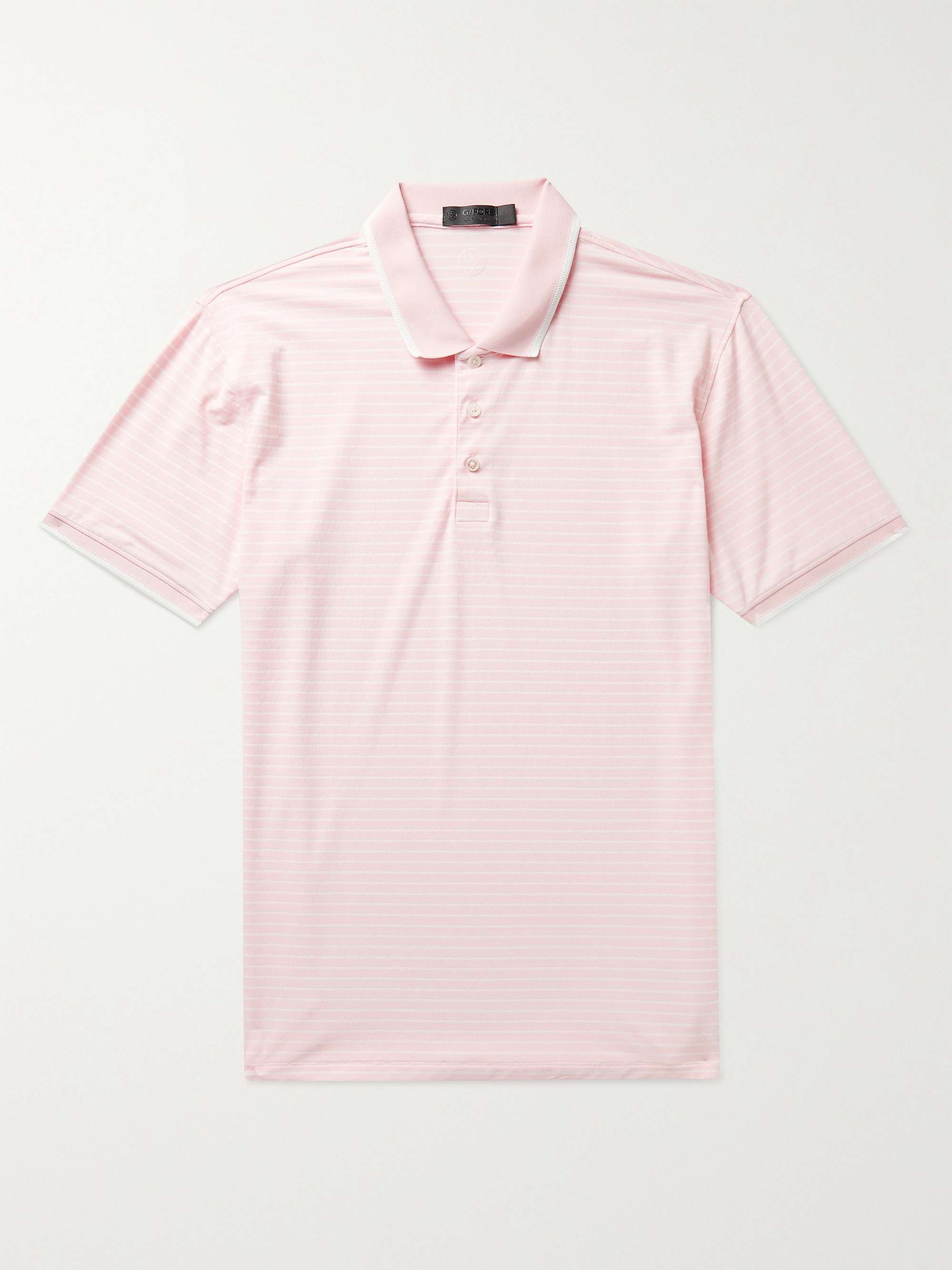 G/FORE Striped Perforated Stretch-Jersey Golf Polo Shirt