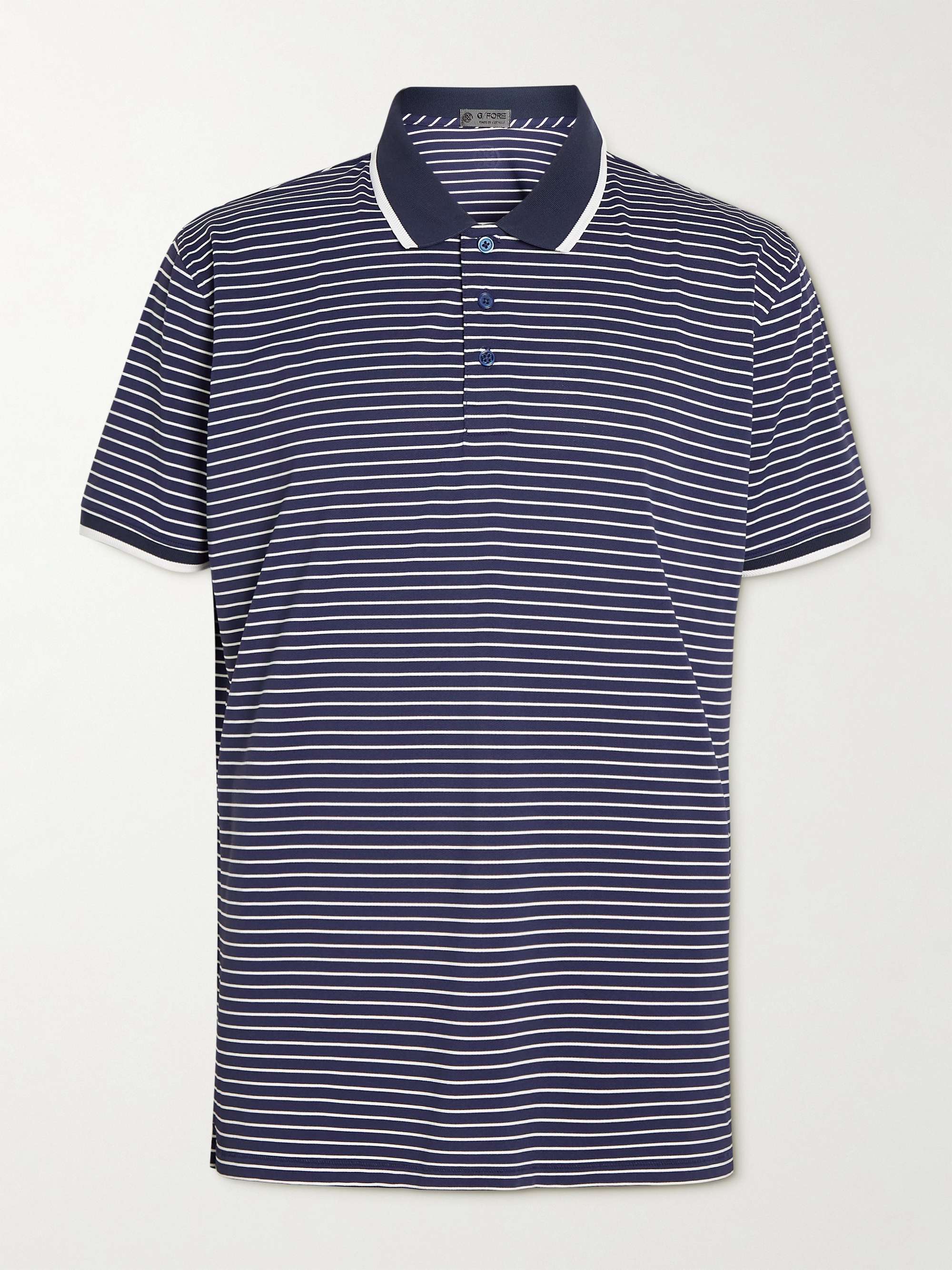 지포어 골프웨어 폴로 반팔티 G/FORE Striped Perforated Stretch-Jersey Golf Polo Shirt,Navy