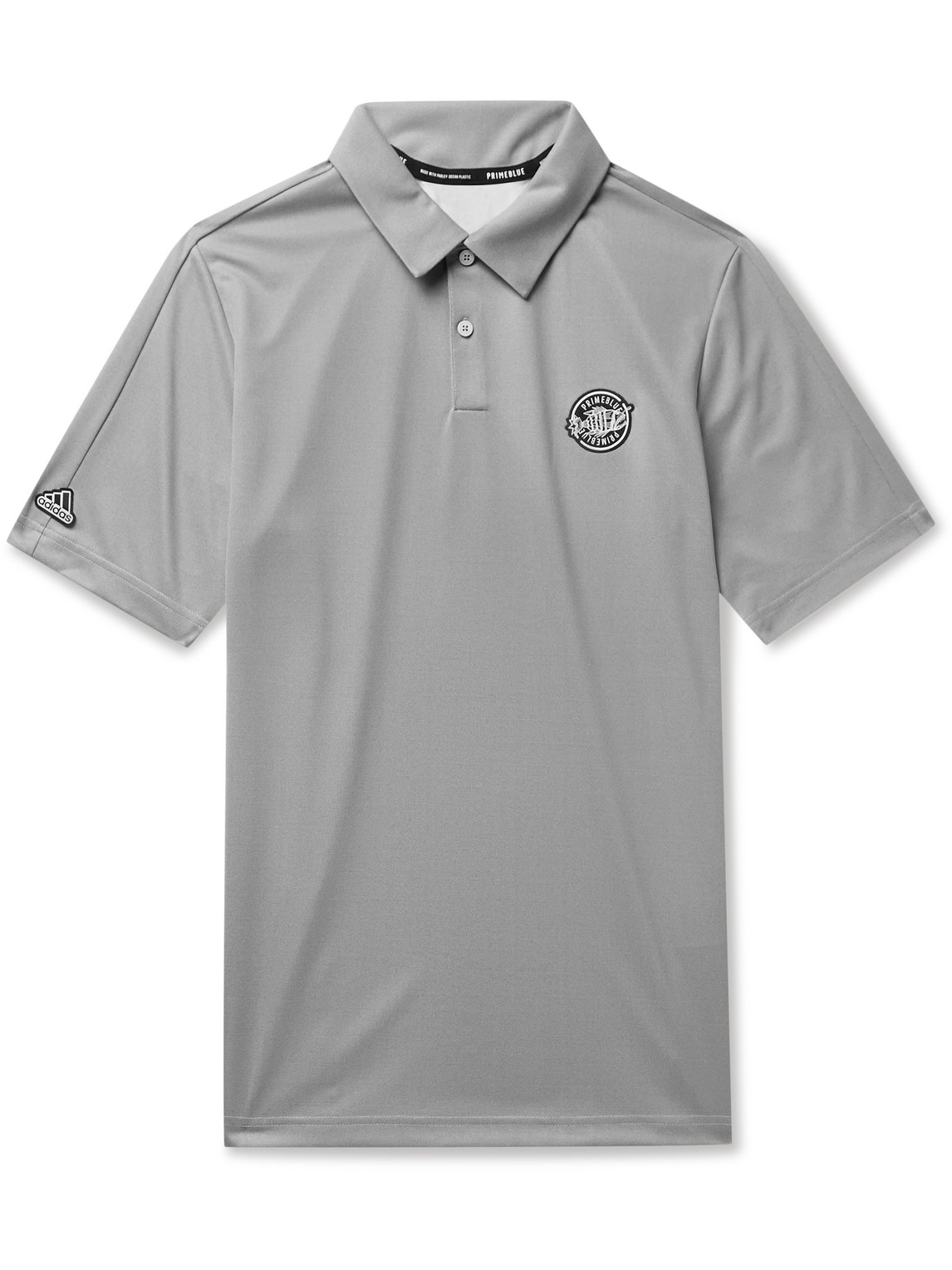 Adidas Golf Appliquéd Recycled Primeblue Piqué Golf Polo Shirt In Gray