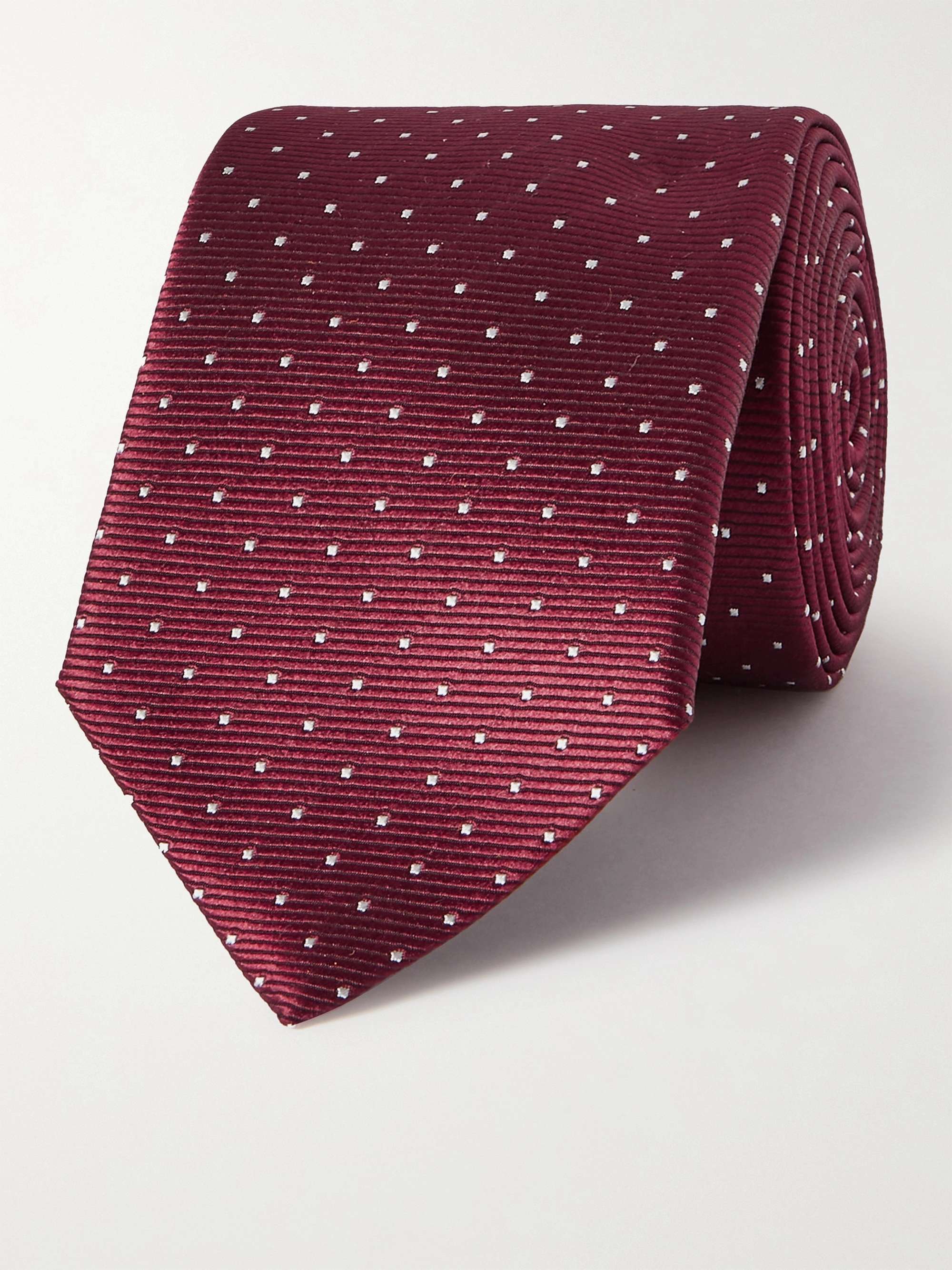 LANVIN 7cm Pin-Dot Silk-Faille Tie