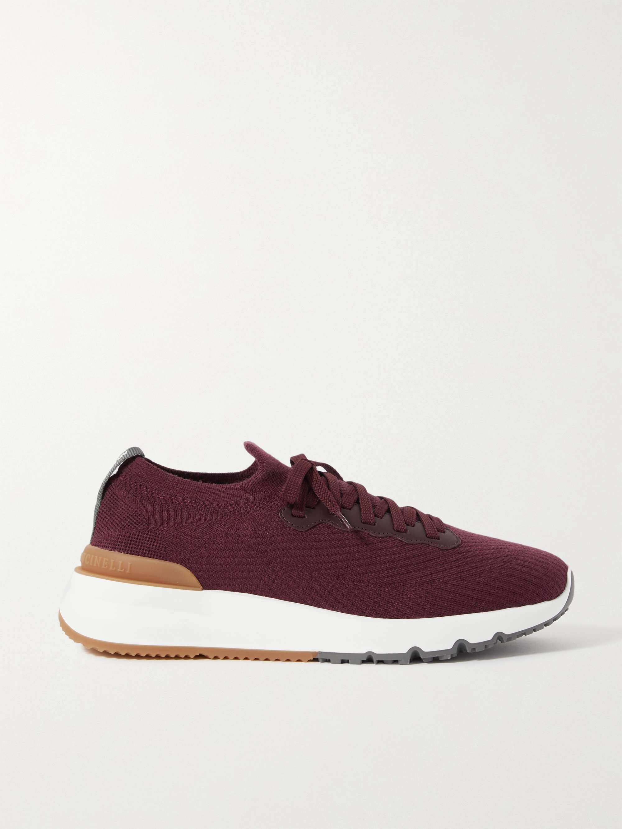 Burgundy Cambridge Leather-Trimmed Suede Sneakers | TOM FORD | MR 