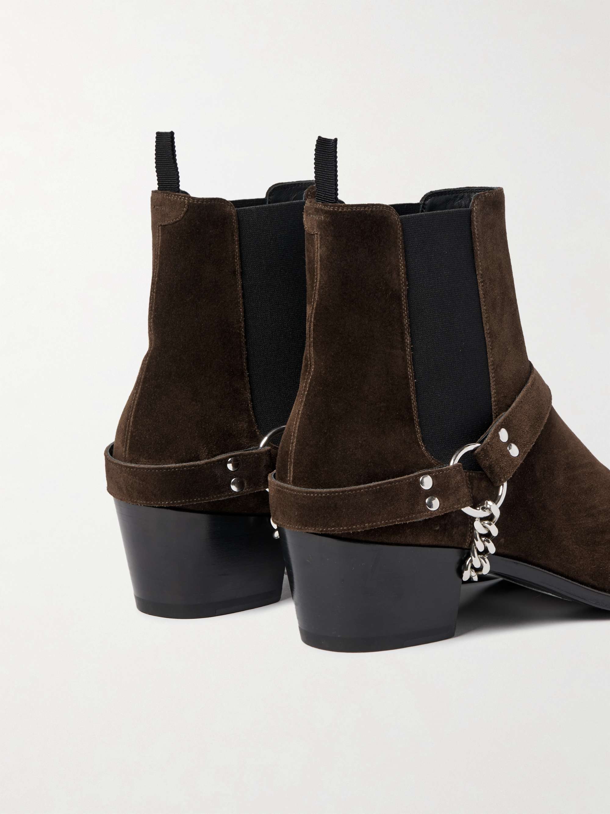 CELINE HOMME Chain-Embellished Suede Chelsea Boots