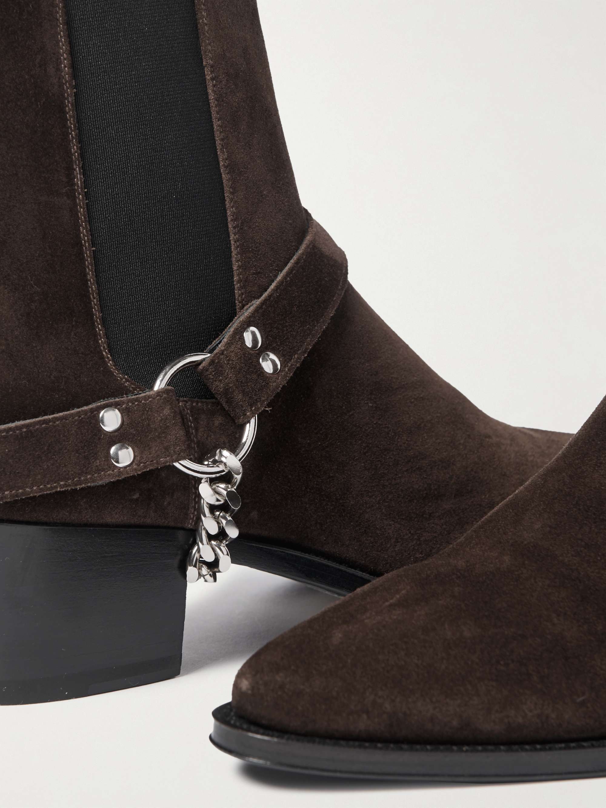 CELINE HOMME Chain-Embellished Suede Chelsea Boots