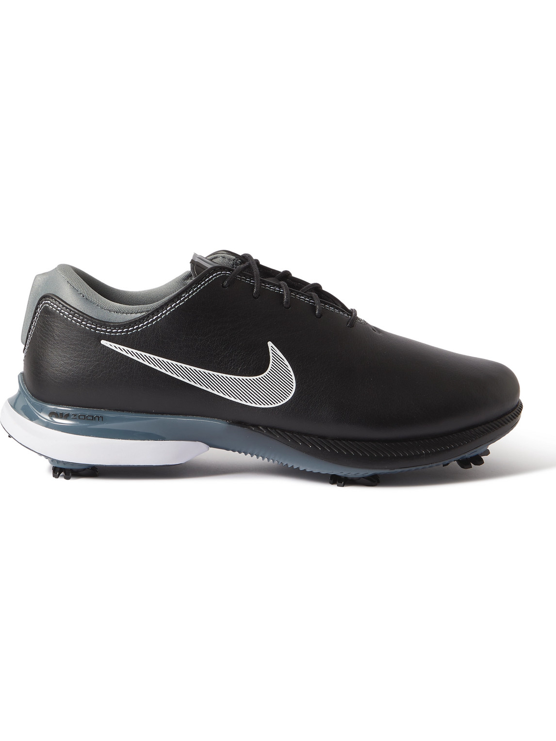 Nike Air Zoom Victory Tour 2 Full-grain Leather Golf Shoes In Black,metallic Pewter,white