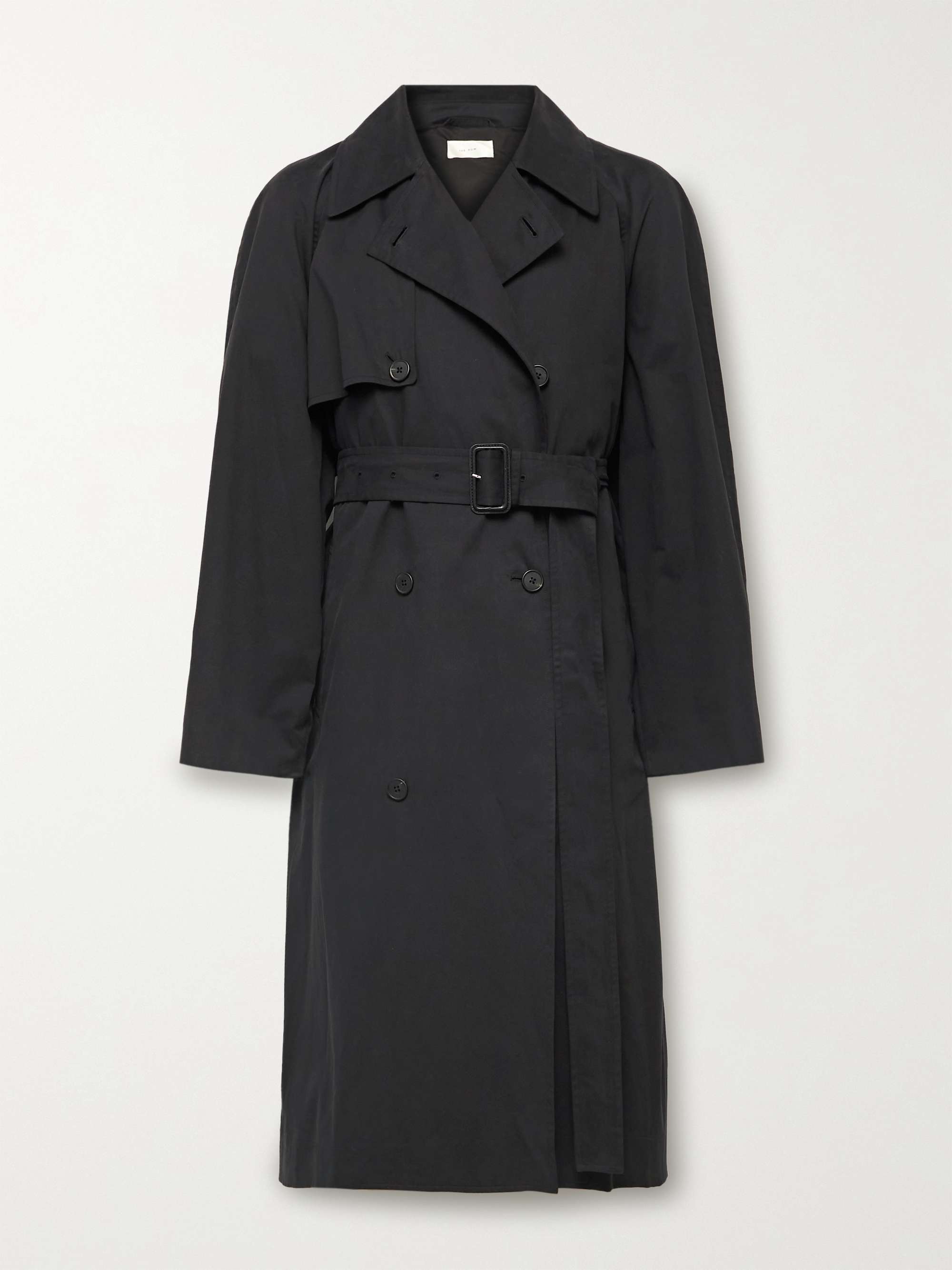 Black Omar Double Ted Belted, Belted Cotton Twill Trench Coat
