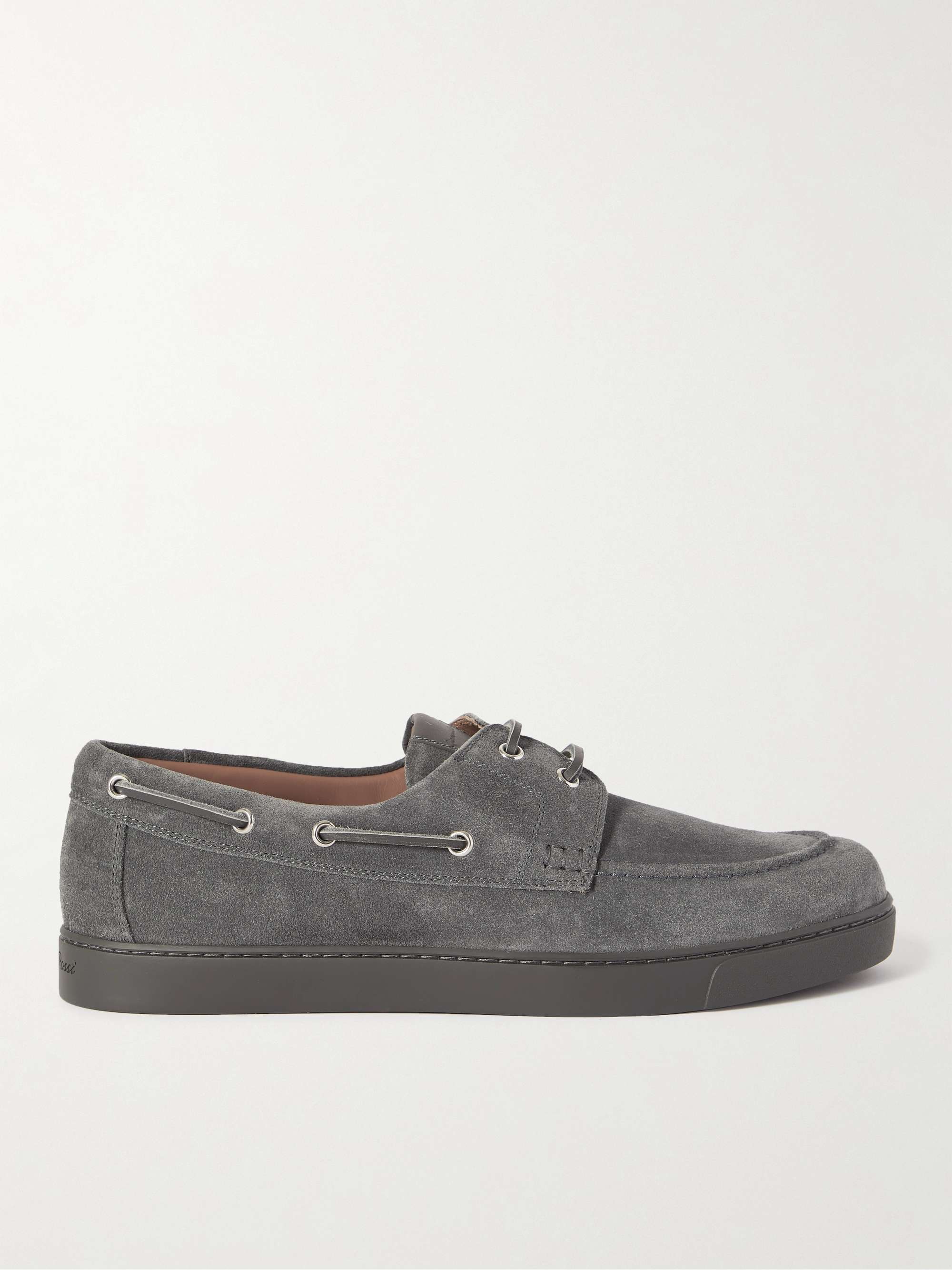 GIANVITO ROSSI Leather-Trimmed Suede Boat Shoes