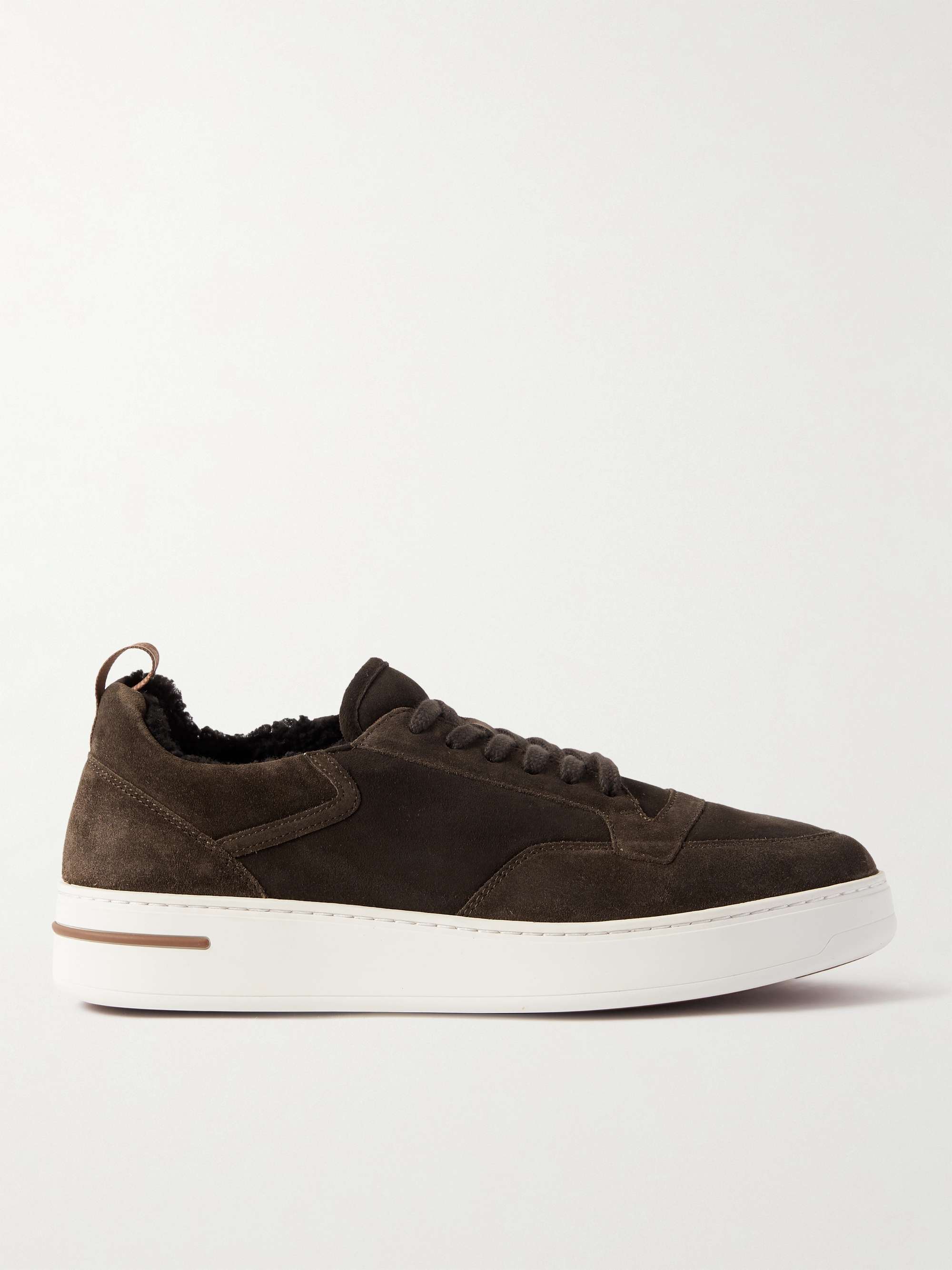 LORO PIANA Newport Suede-Trimmed Leather Sneakers