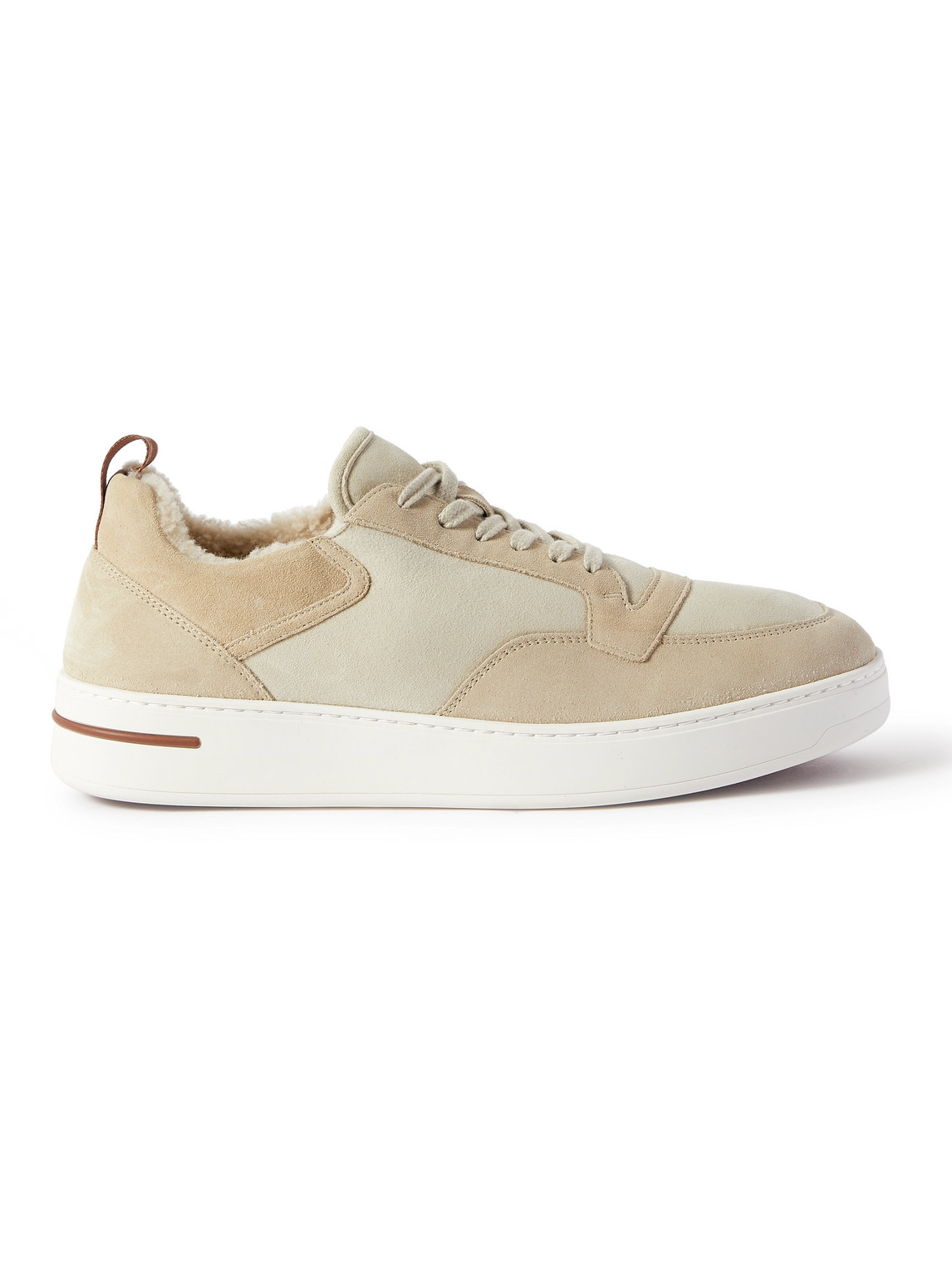 Newport Shearling-Trimmed Two-Tone Suede Sneakers