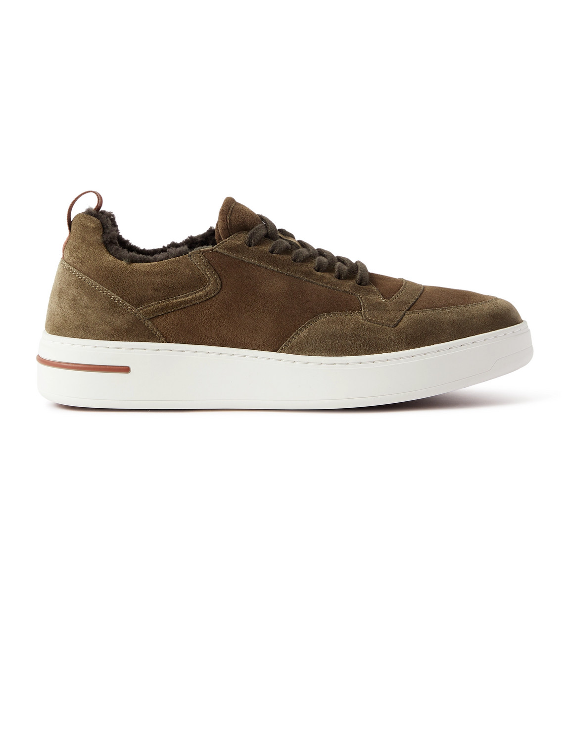 Newport Shearling-Trimmed Two-Tone Suede Sneakers