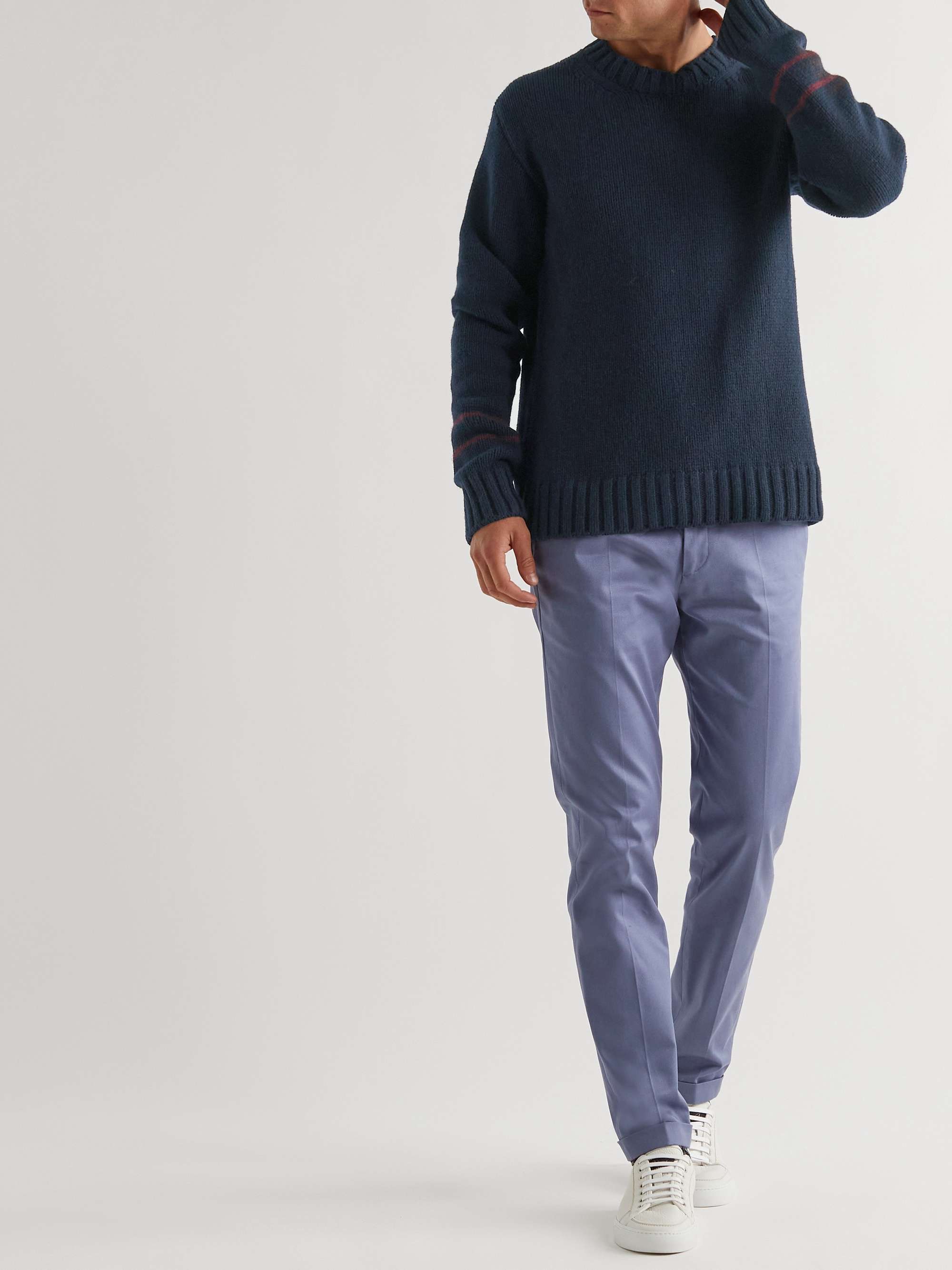 TOD'S Logo-Intarsia Cashmere and Wool-Blend Sweater