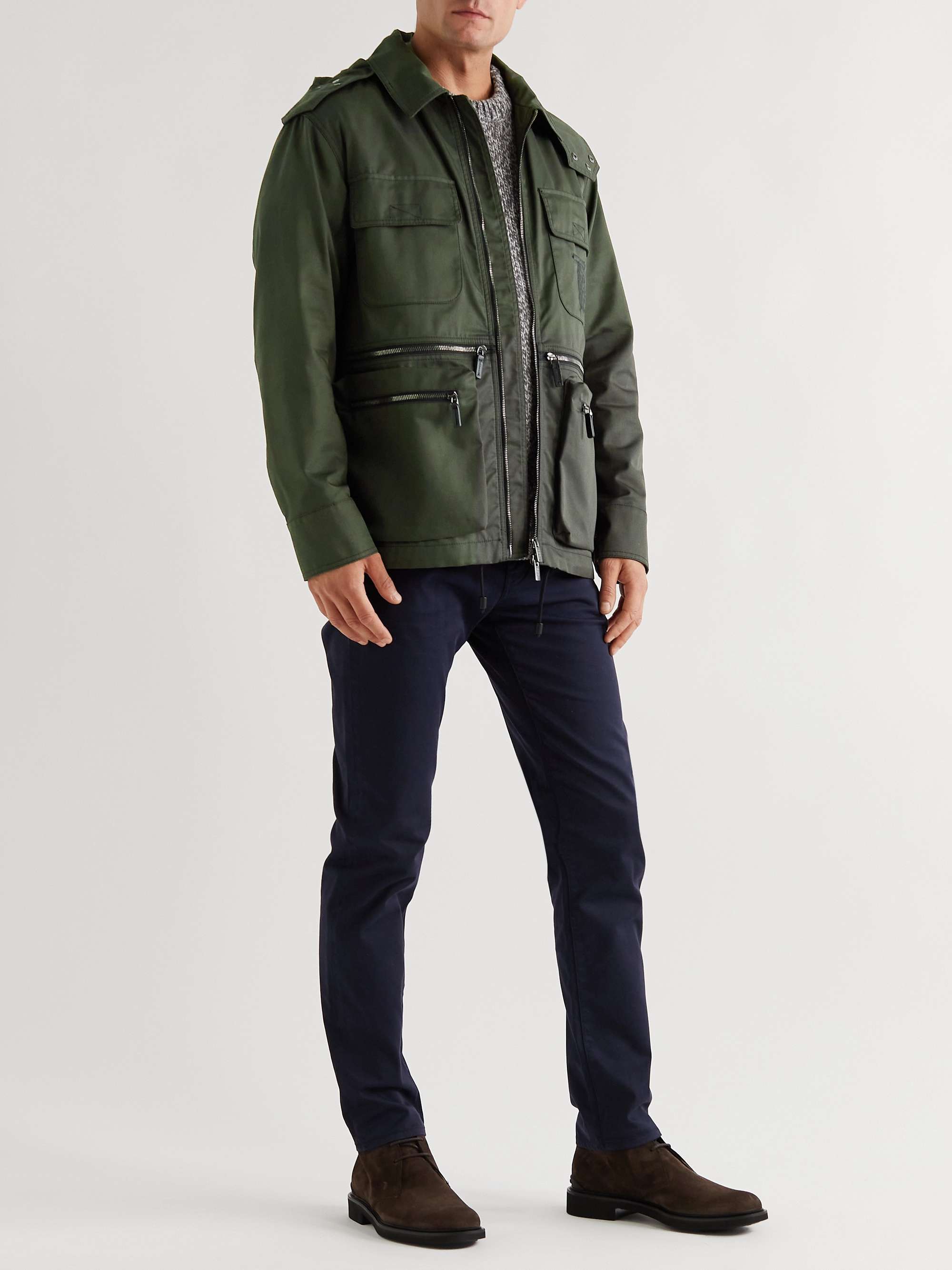 TOD'S Logo-Embroidered Twill Hooded Parka