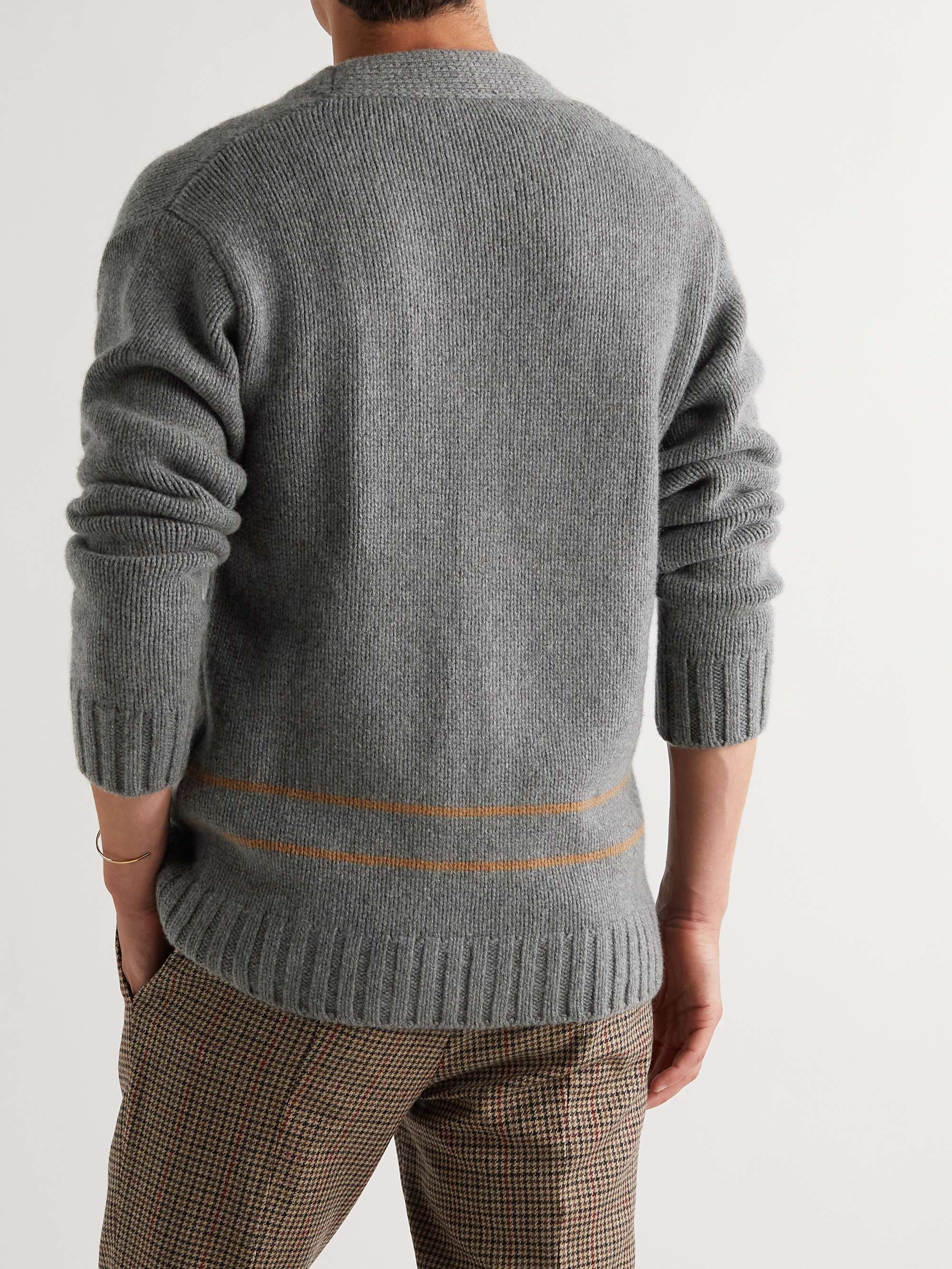 TOD'S Logo-Intarsia Cashmere and Wool-Blend Cardigan