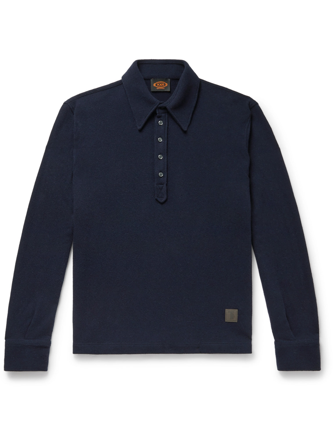 Tod's Logo-appliquéd Wool-blend Polo Shirt In Blue