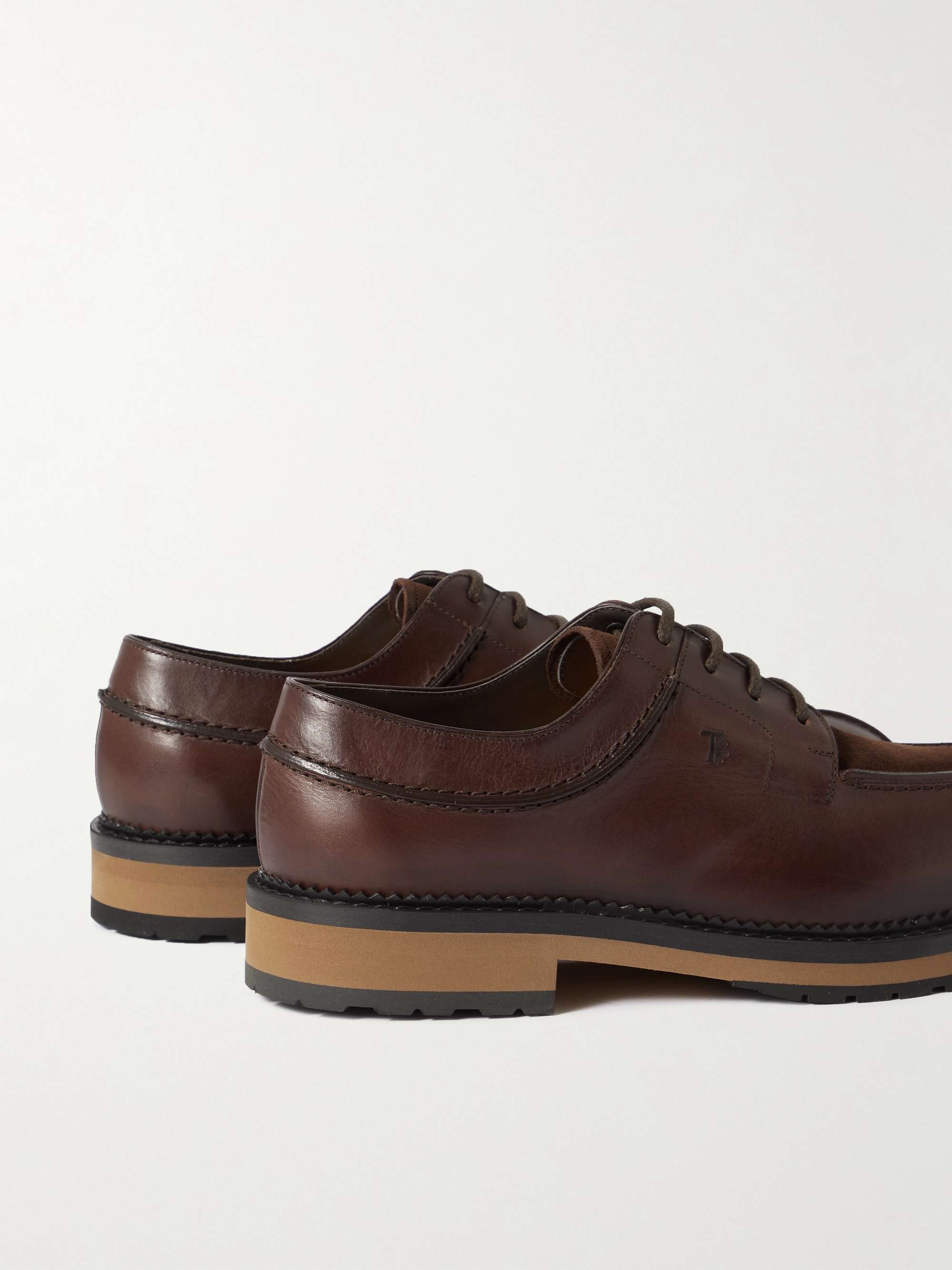 TOD'S Suede-Trimmed Leather Derby Shoes