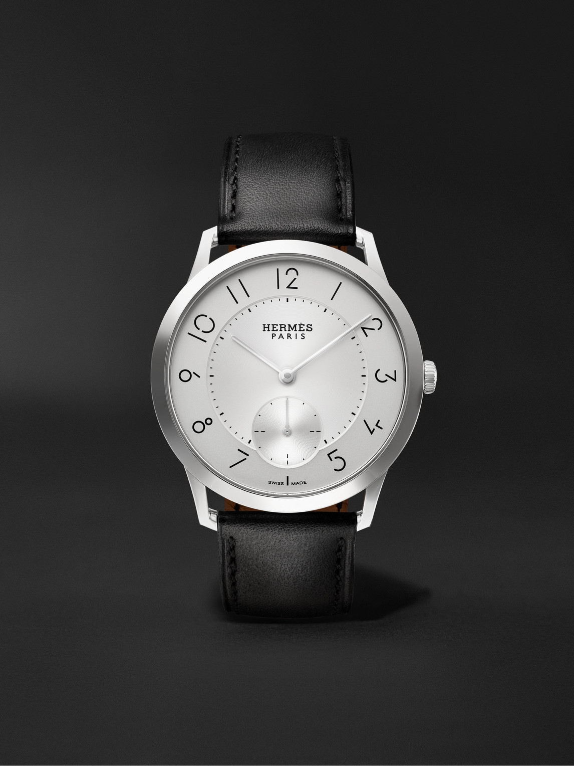 Hermès Timepieces Slim D'hermès Acier Automatic 39.5mm Stainless Steel And Leather Watch, Ref. No. 052839ww00 In Black
