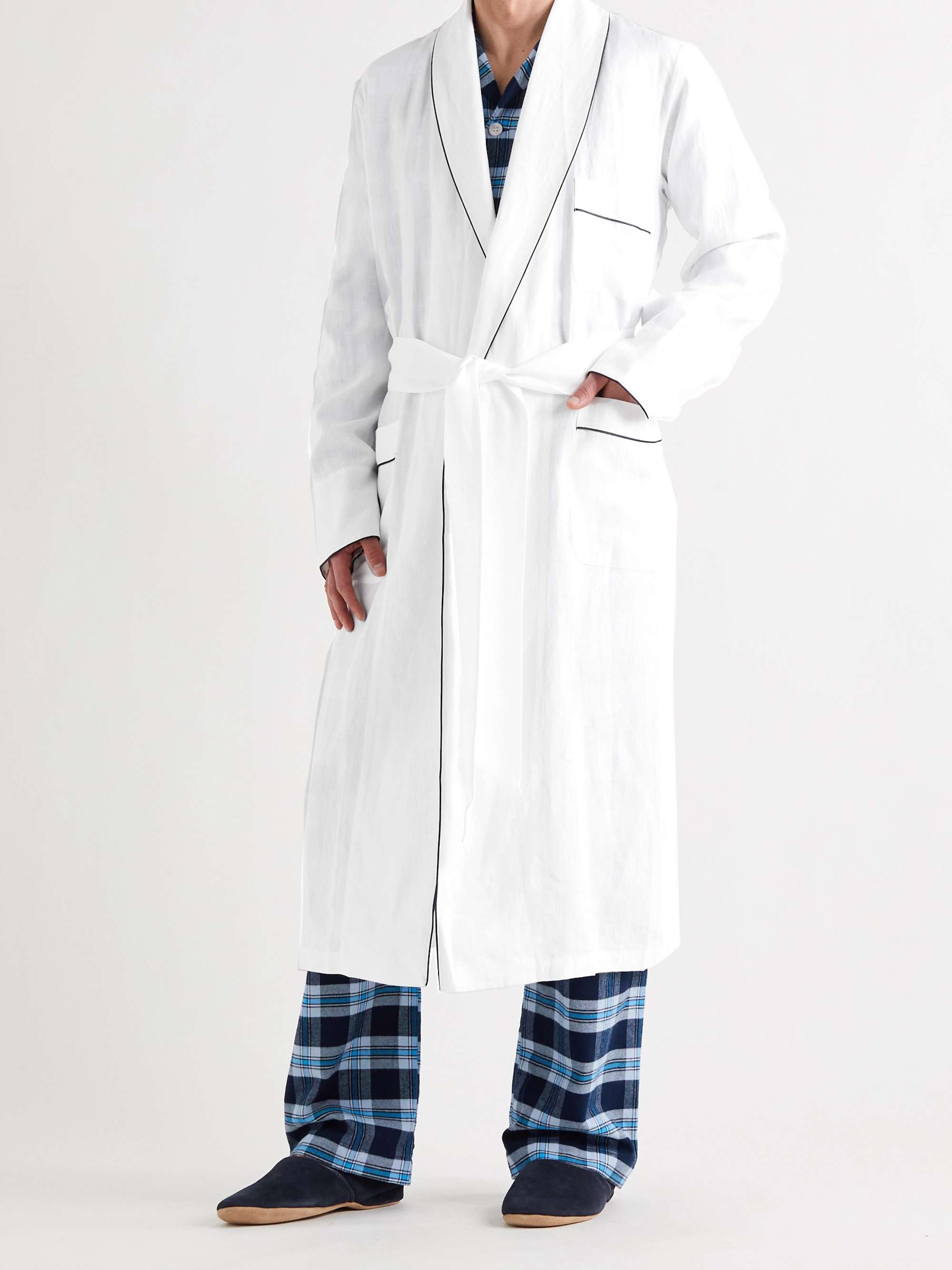 ANDERSON & SHEPPARD Piped Linen Robe