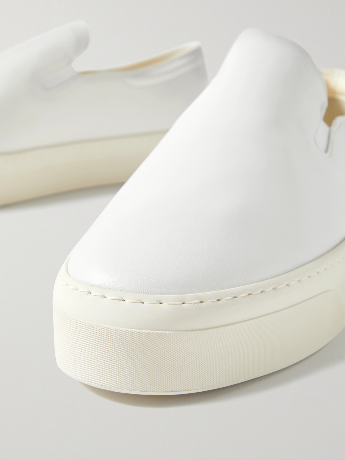 Shop The Row Dean Leather Slip-on Sneakers In White