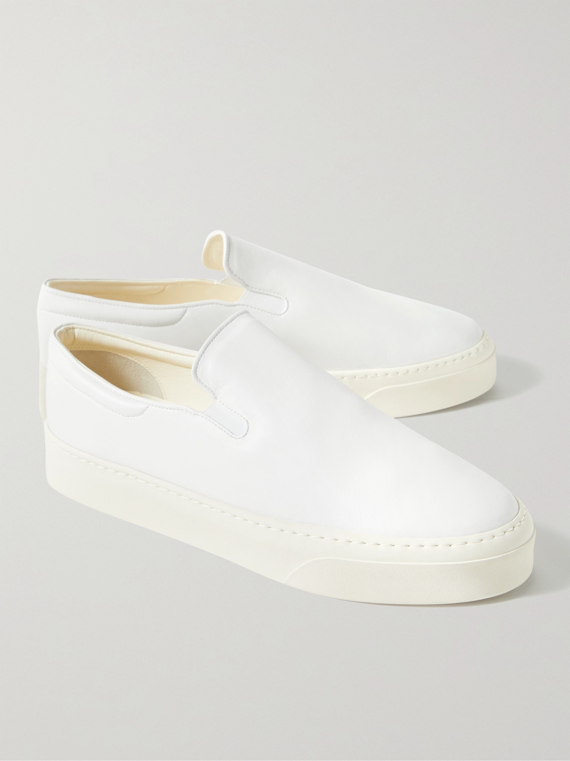 Shop The Row Dean Leather Slip-on Sneakers In White