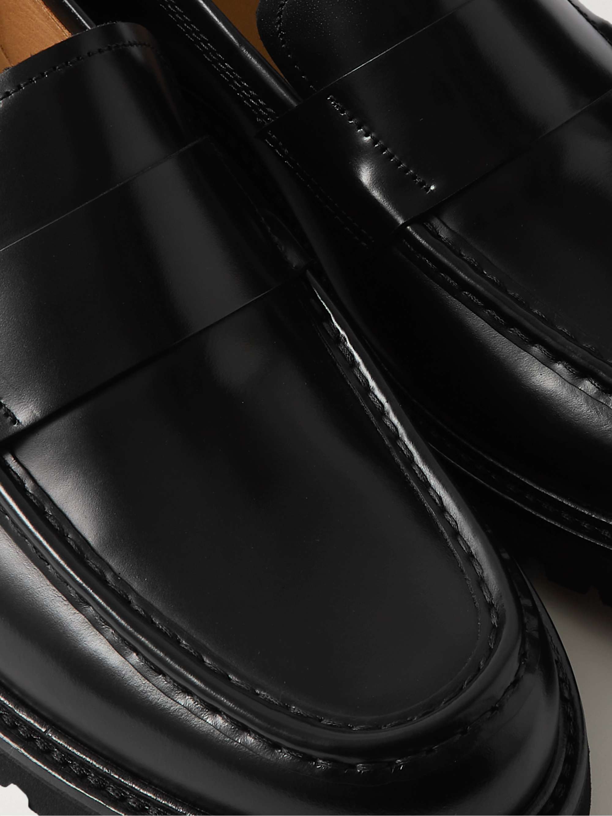 VINNY'S Belt Polished-Leather Loafers