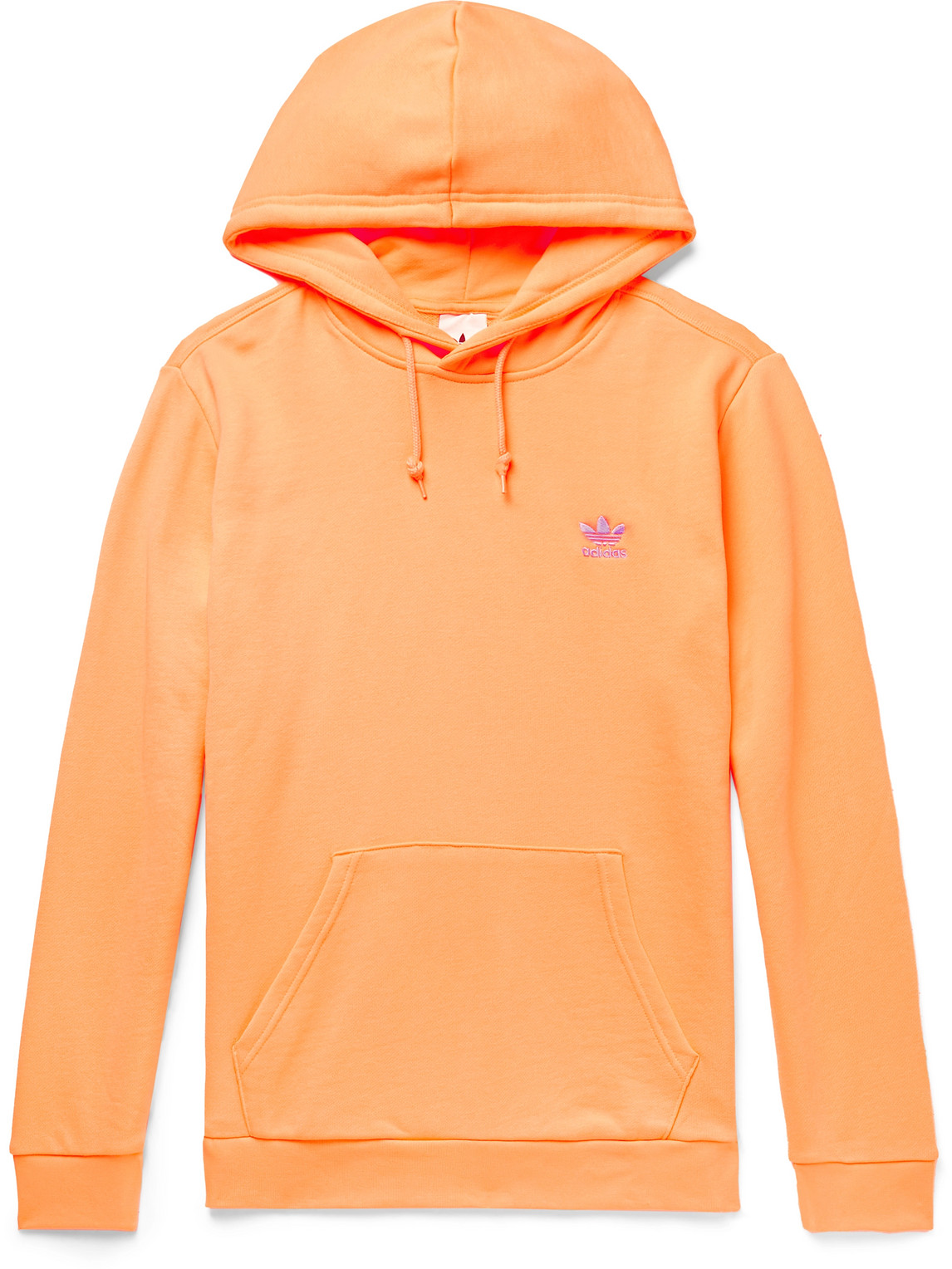 Adidas Originals Essentials Logo-embroidered Loopback Cotton-jersey Hoodie In Orange