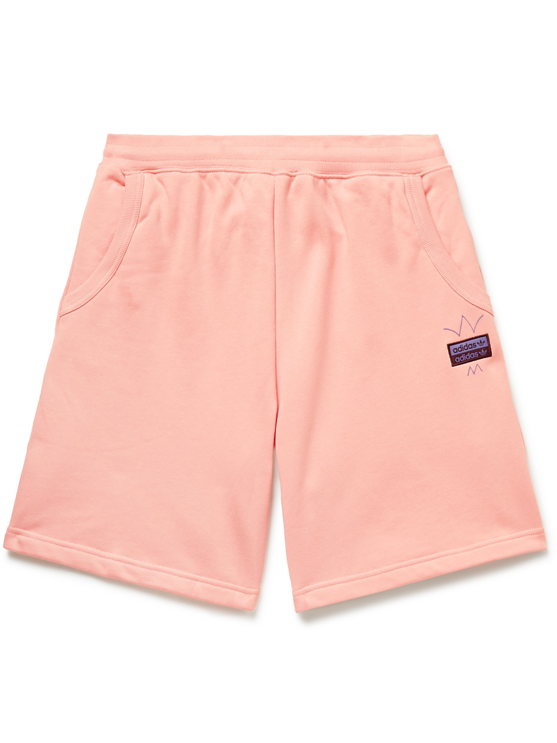 Adidas Originals R.y.v. Abstract Logo-appliquéd Loopback Cotton-jersey Shorts In Pink