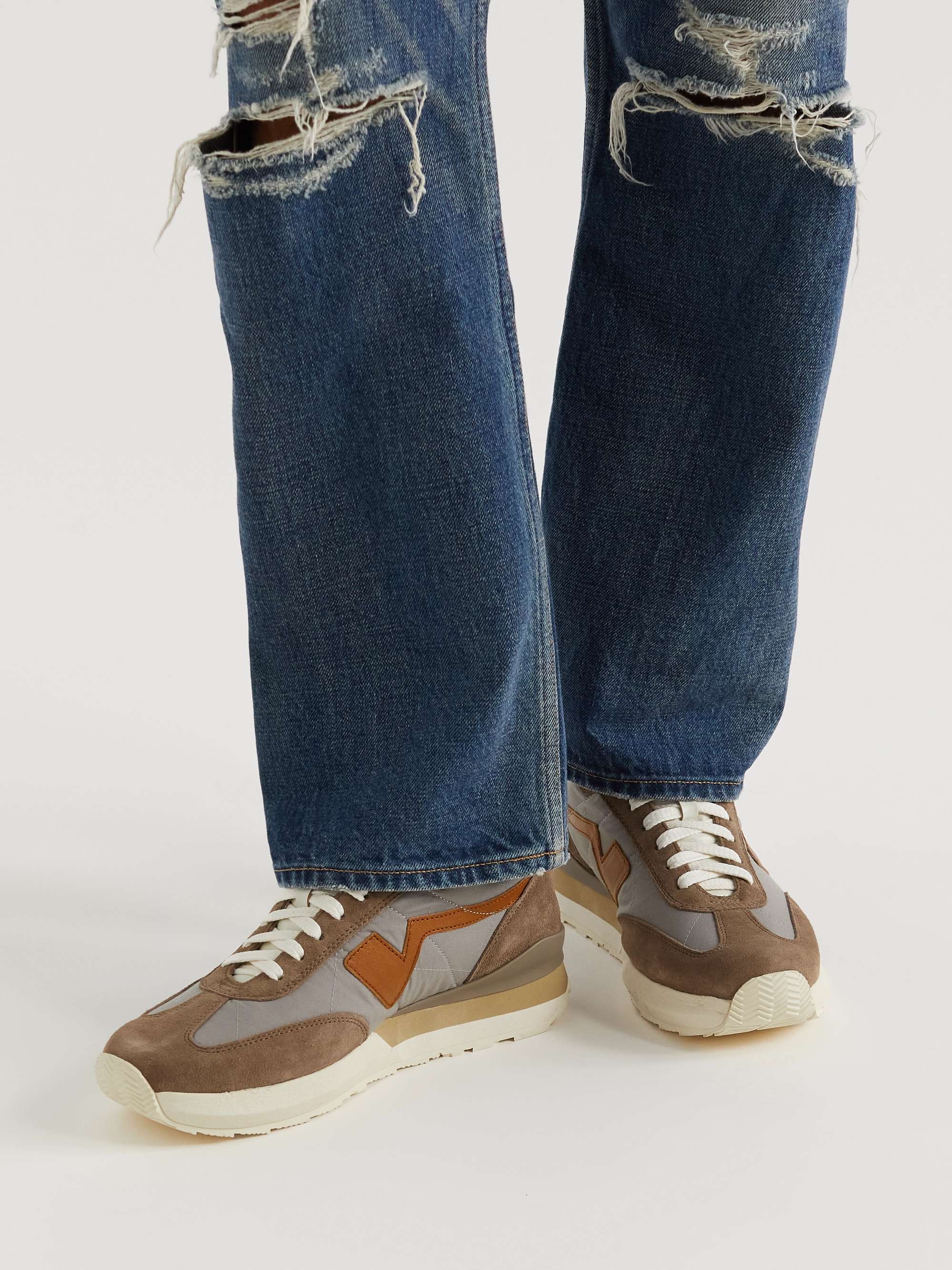 VISVIM FKT Runner Suede- and Leather-Trimmed Nylon-Blend Sneakers