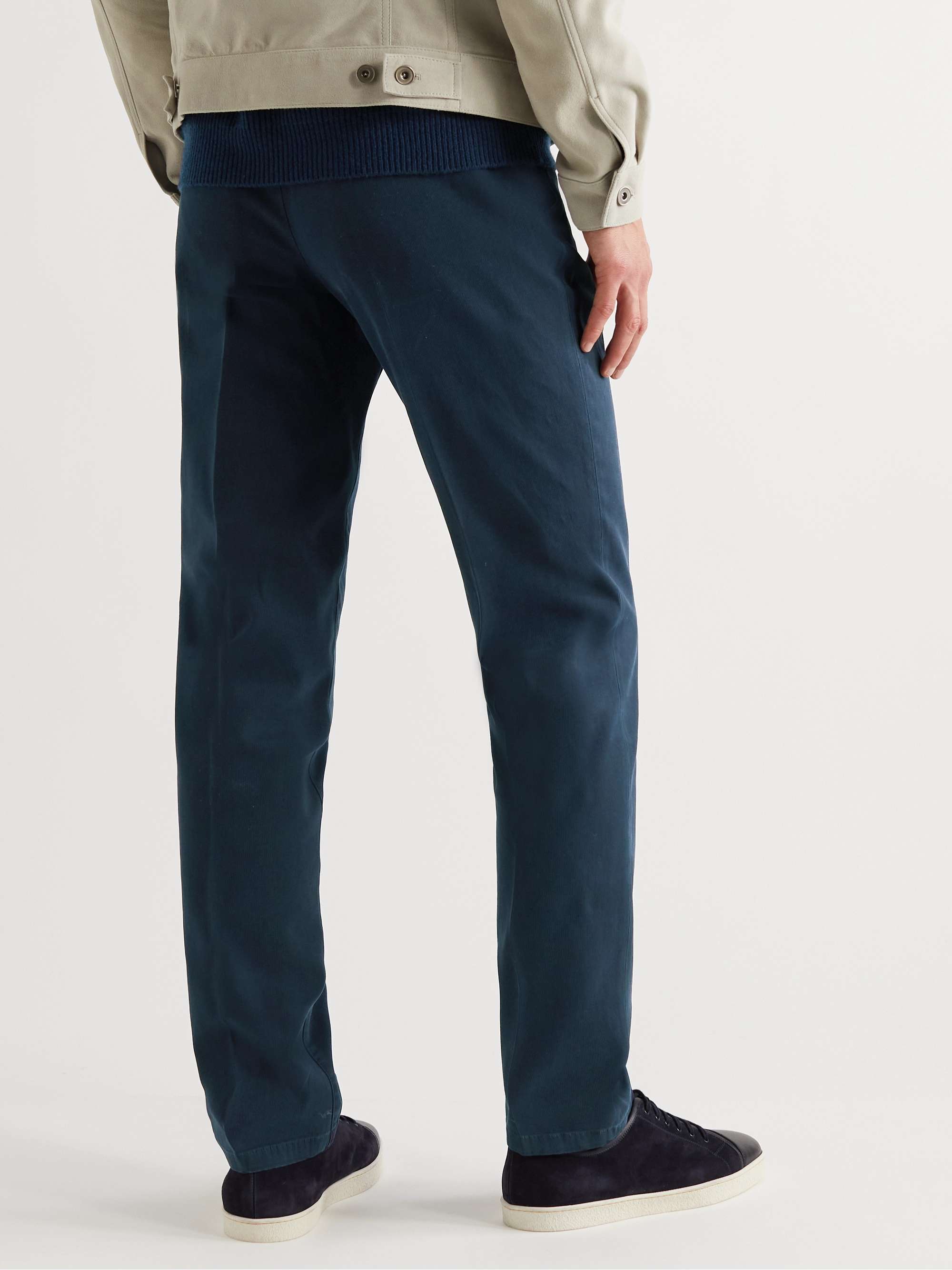 BOGLIOLI Slim-Fit Tapered Textured Stretch-Cotton Trousers