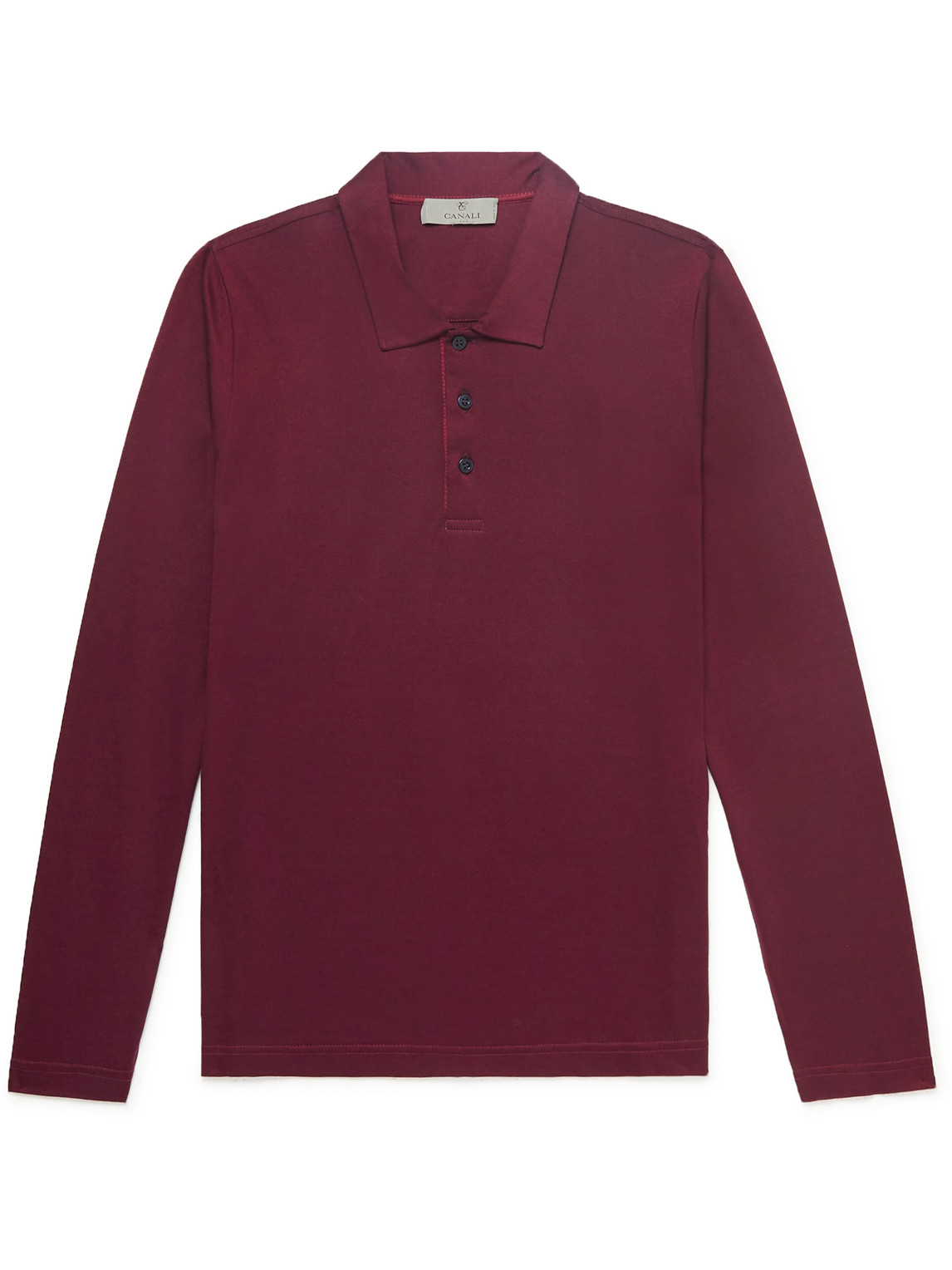 Canali Slim-fit Cotton-piqué Polo Shirt In Burgundy