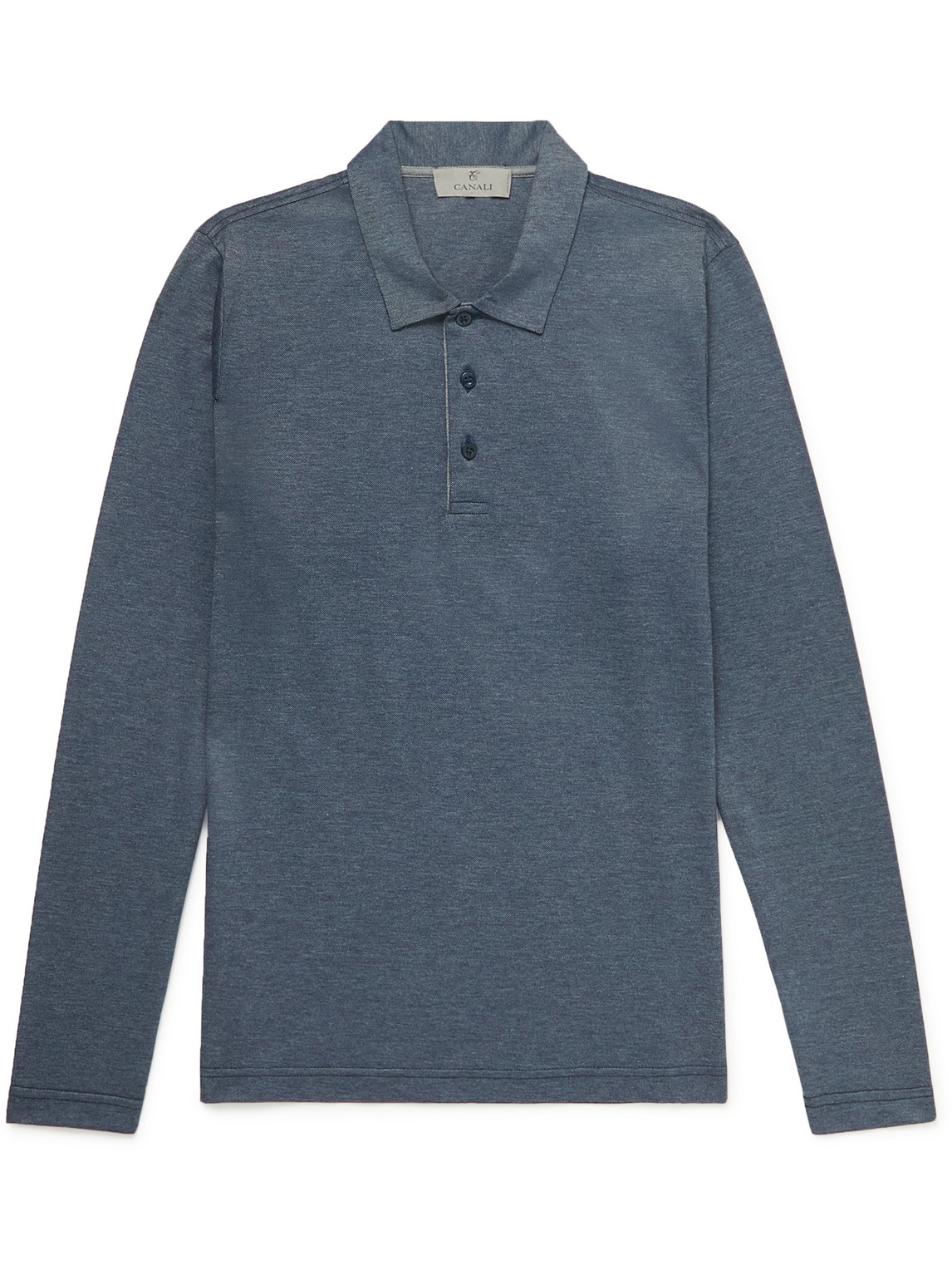 Canali Slim-fit Cotton-piqué Polo Shirt In Blue