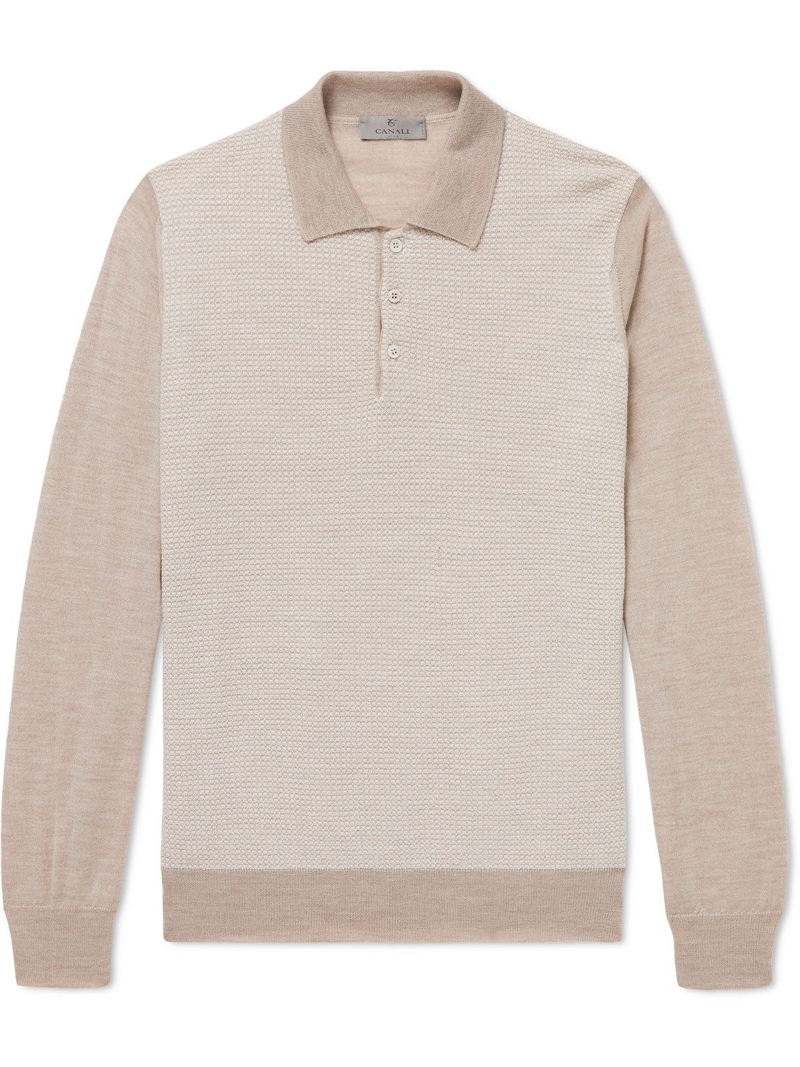 Canali Wool Polo Shirt In Neutrals