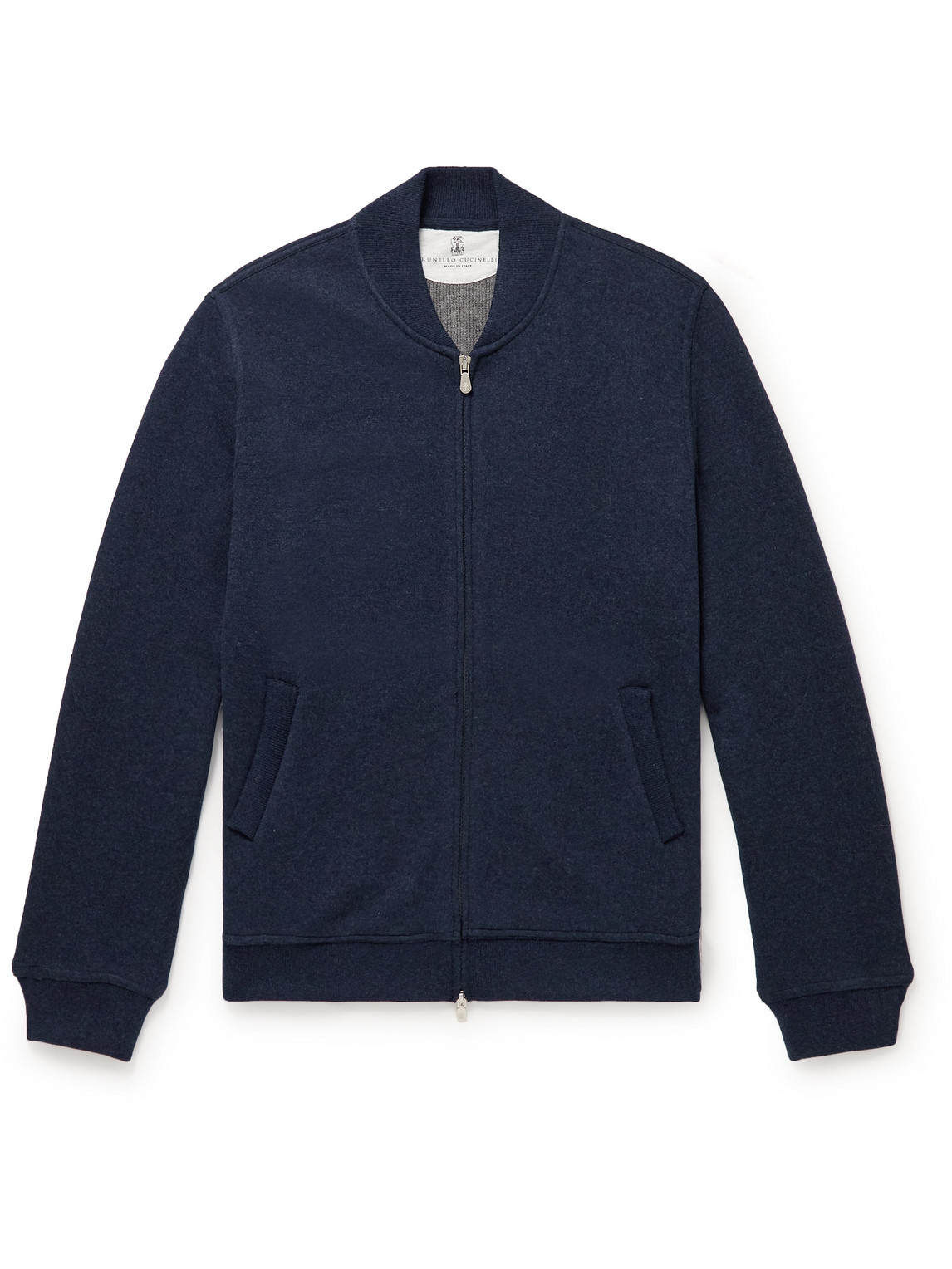 Brunello Cucinelli Virgin Wool-blend Bomber Jacket In Blue