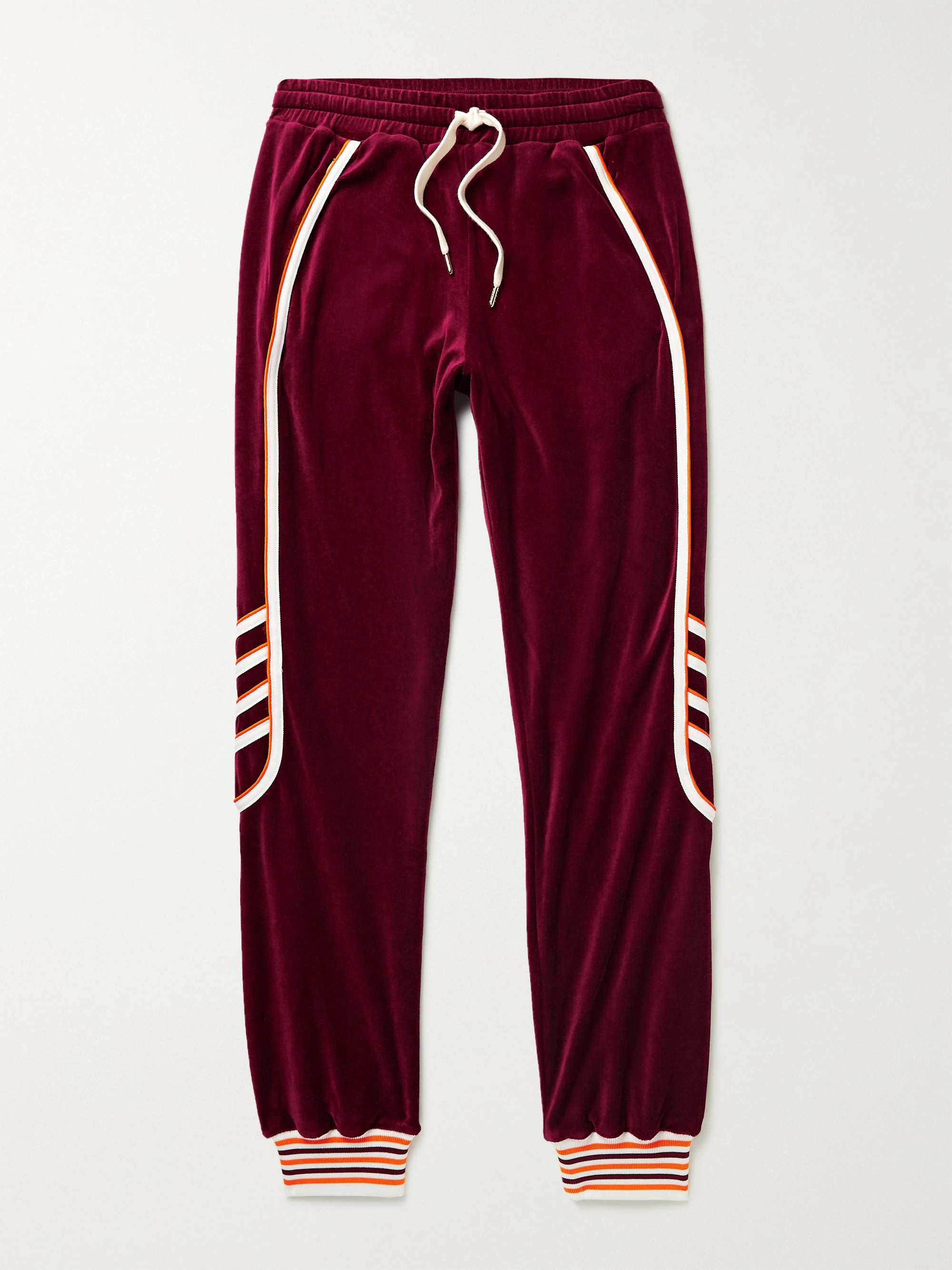 CASABLANCA Racing Tapered Striped Velour Track Pants