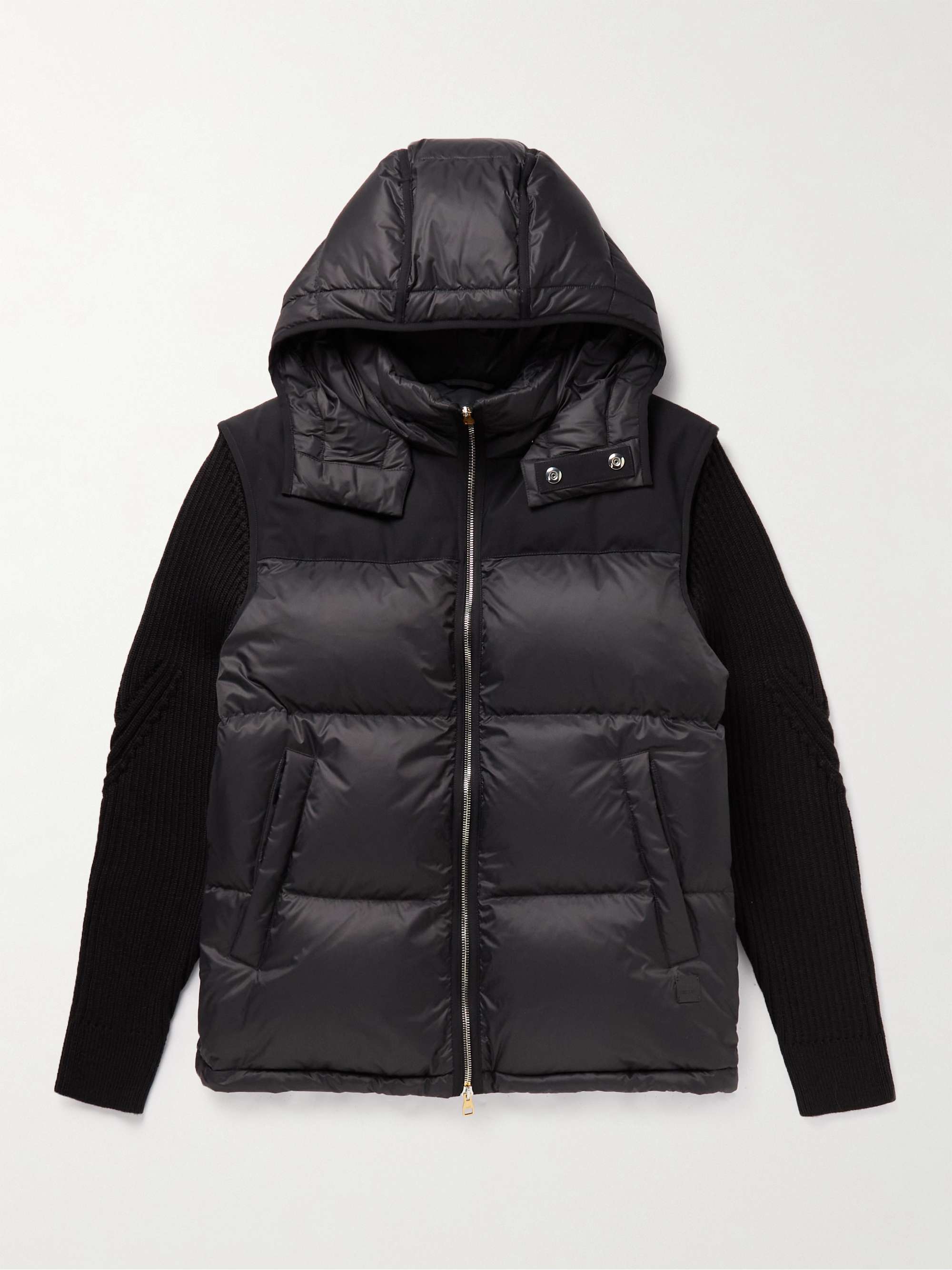 DUNHILL Convertible Quilted Shell and Wool-Blend Down Hooded Jacket