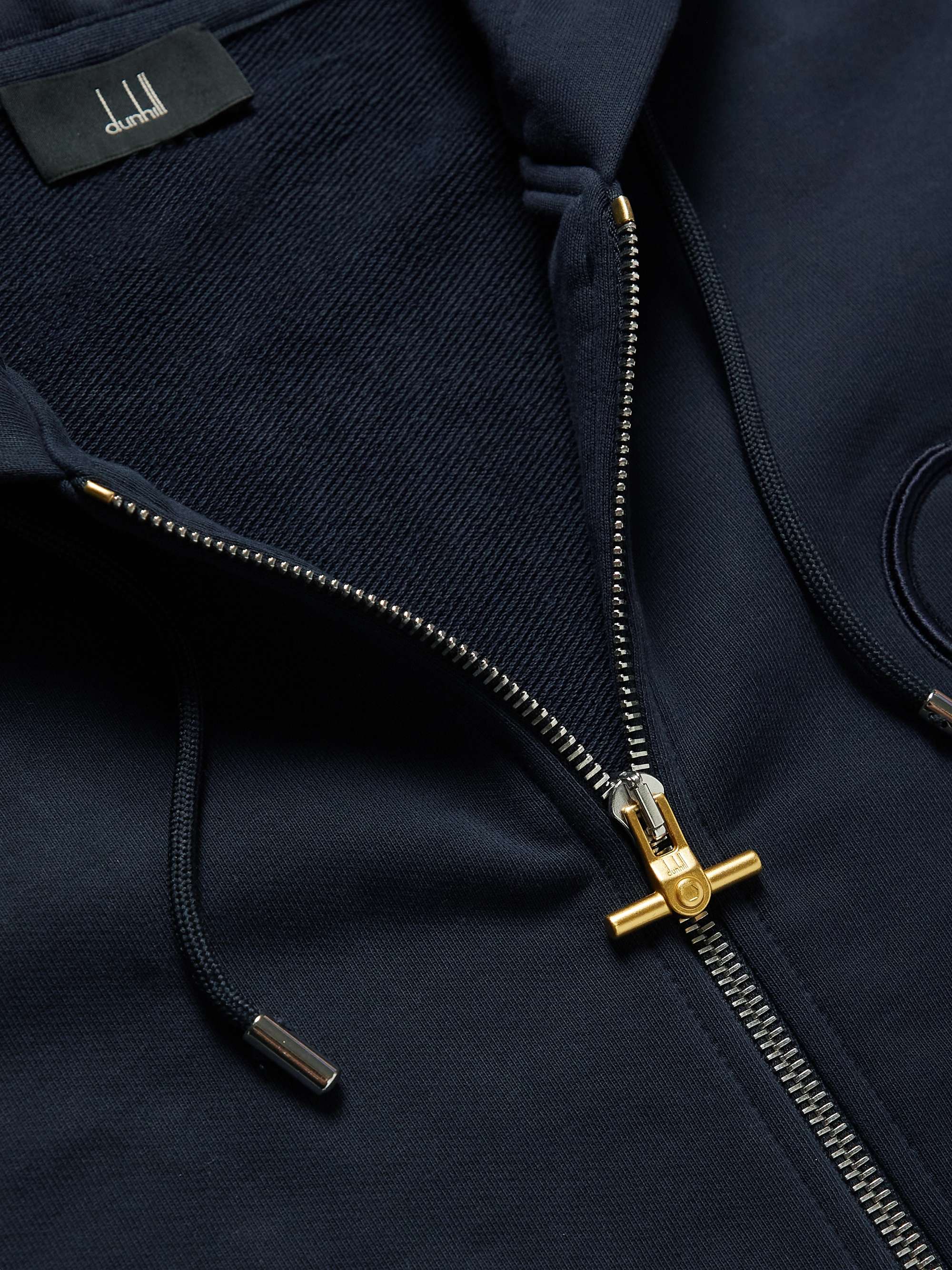 DUNHILL Logo-Embroidered Cotton-Jersey Zip-Up Hoodie