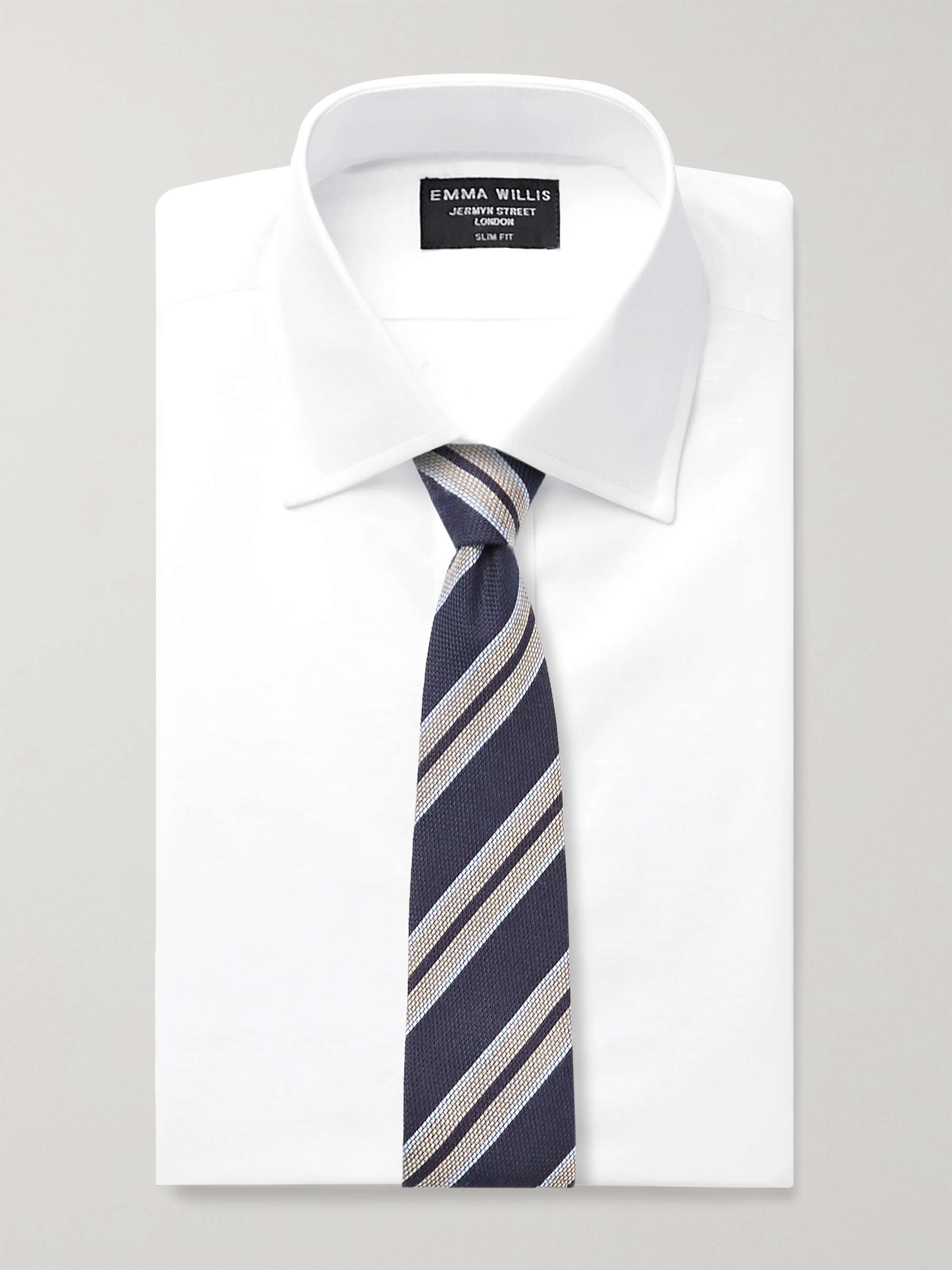 EMMA WILLIS Cutaway-Collar Linen and Cotton-Blend Shirt