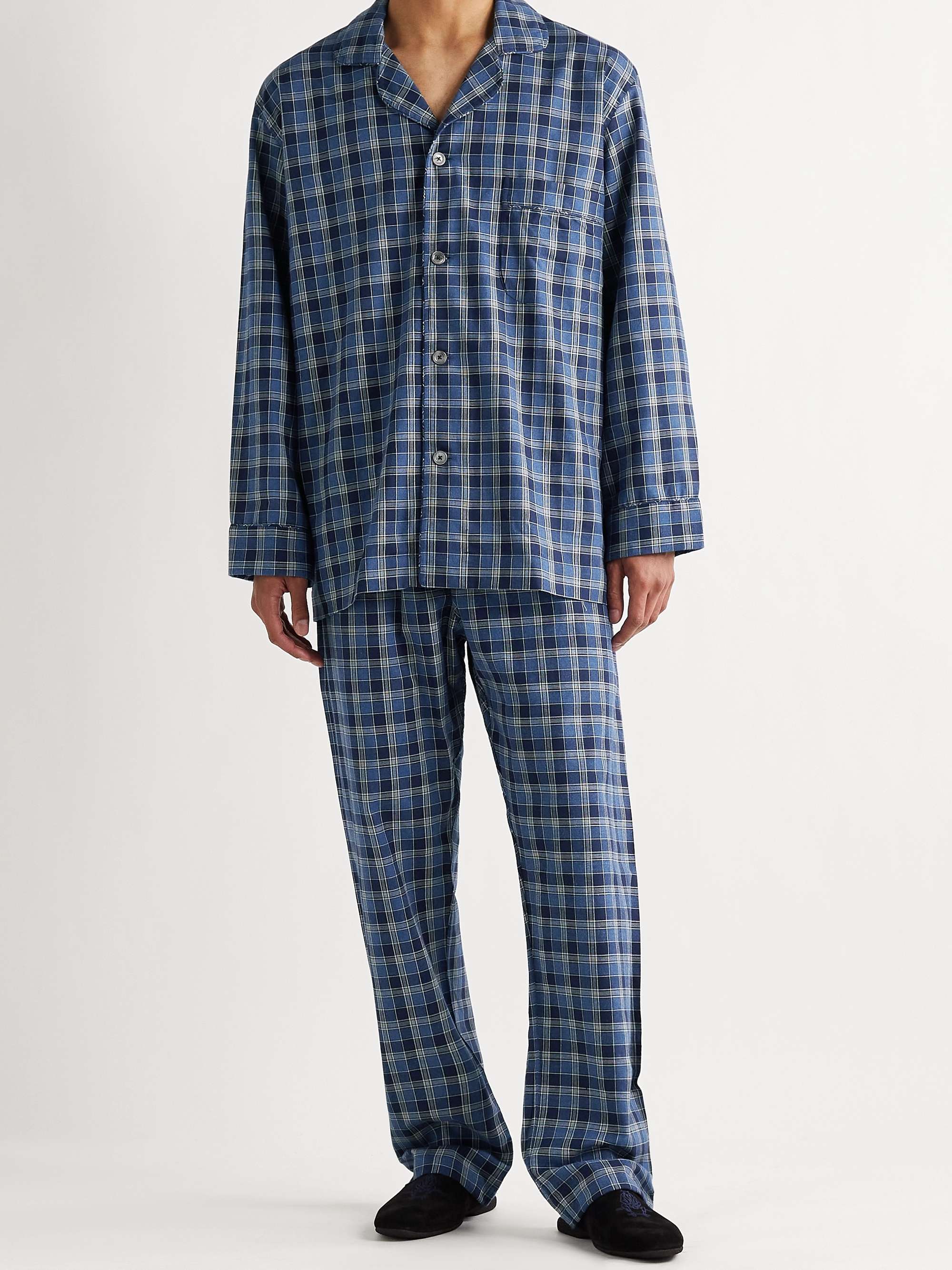 EMMA WILLIS Prince of Wales Checked Brushed Cotton-Flannel Pyjama Set