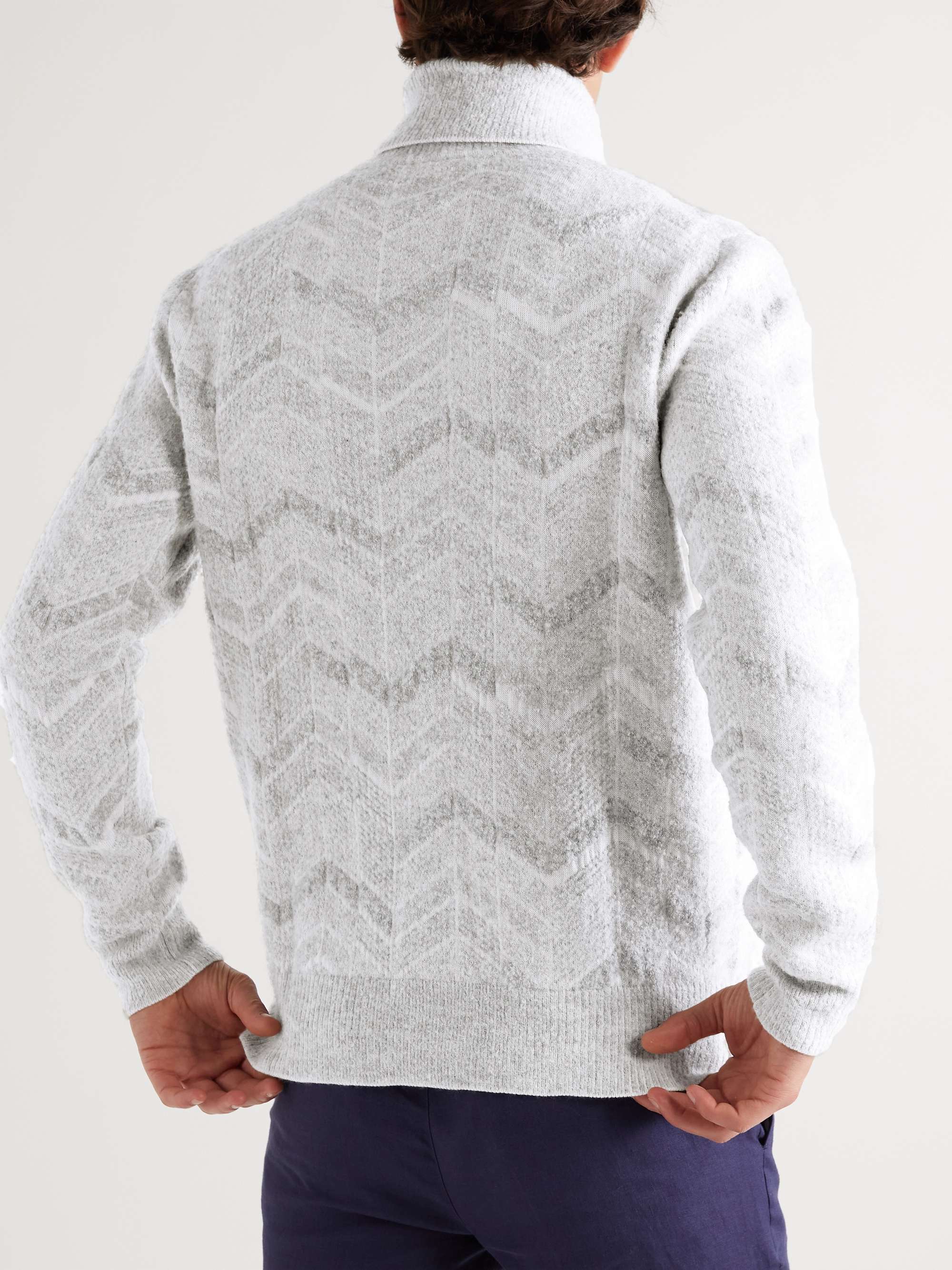 ERMENEGILDO ZEGNA Cashmere, Wool and Silk-Blend Jacquard Rollneck Sweater