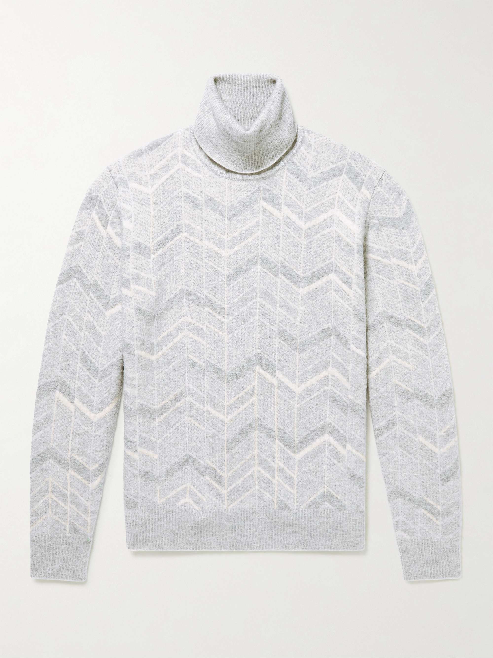 ERMENEGILDO ZEGNA Cashmere, Wool and Silk-Blend Jacquard Rollneck Sweater