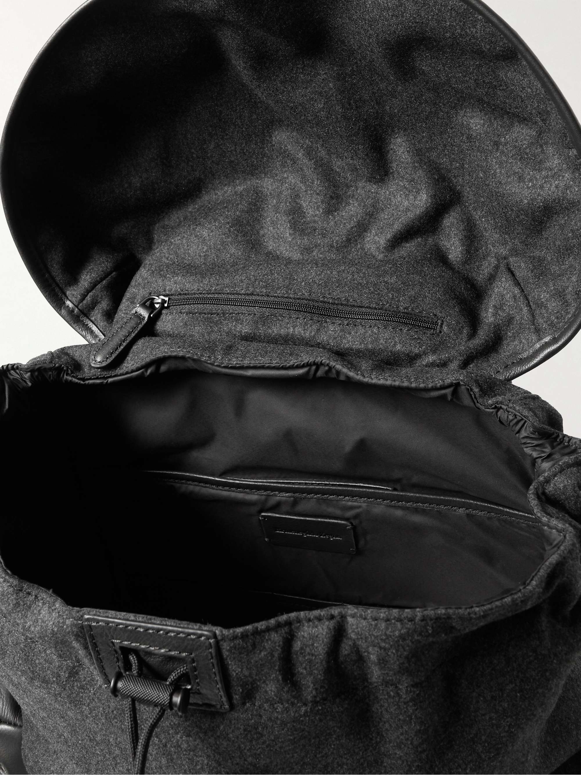 ERMENEGILDO ZEGNA Leather-Trimmed Wool Backpack