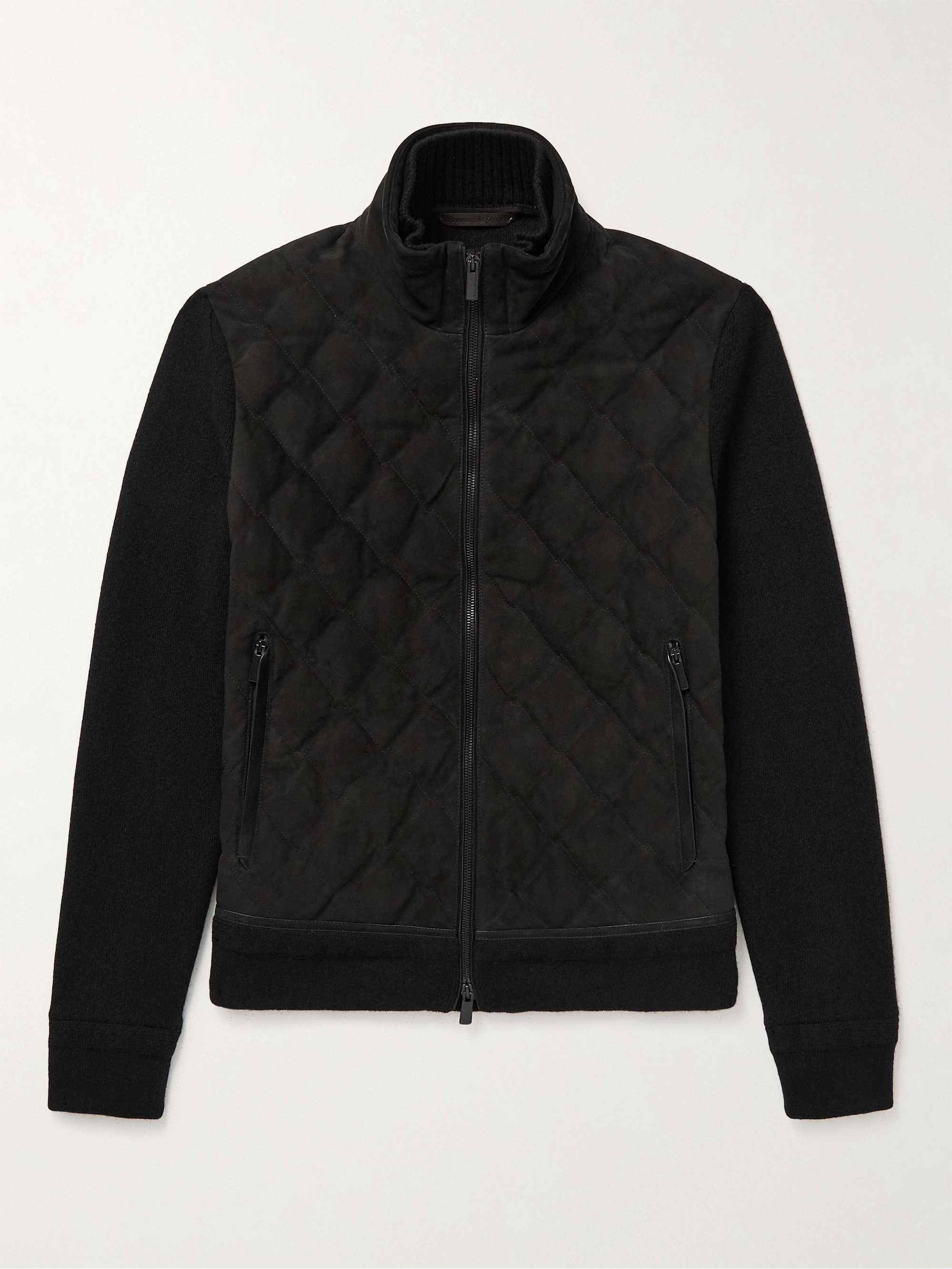 ERMENEGILDO ZEGNA Quilted Suede and Cashmere Down Jacket