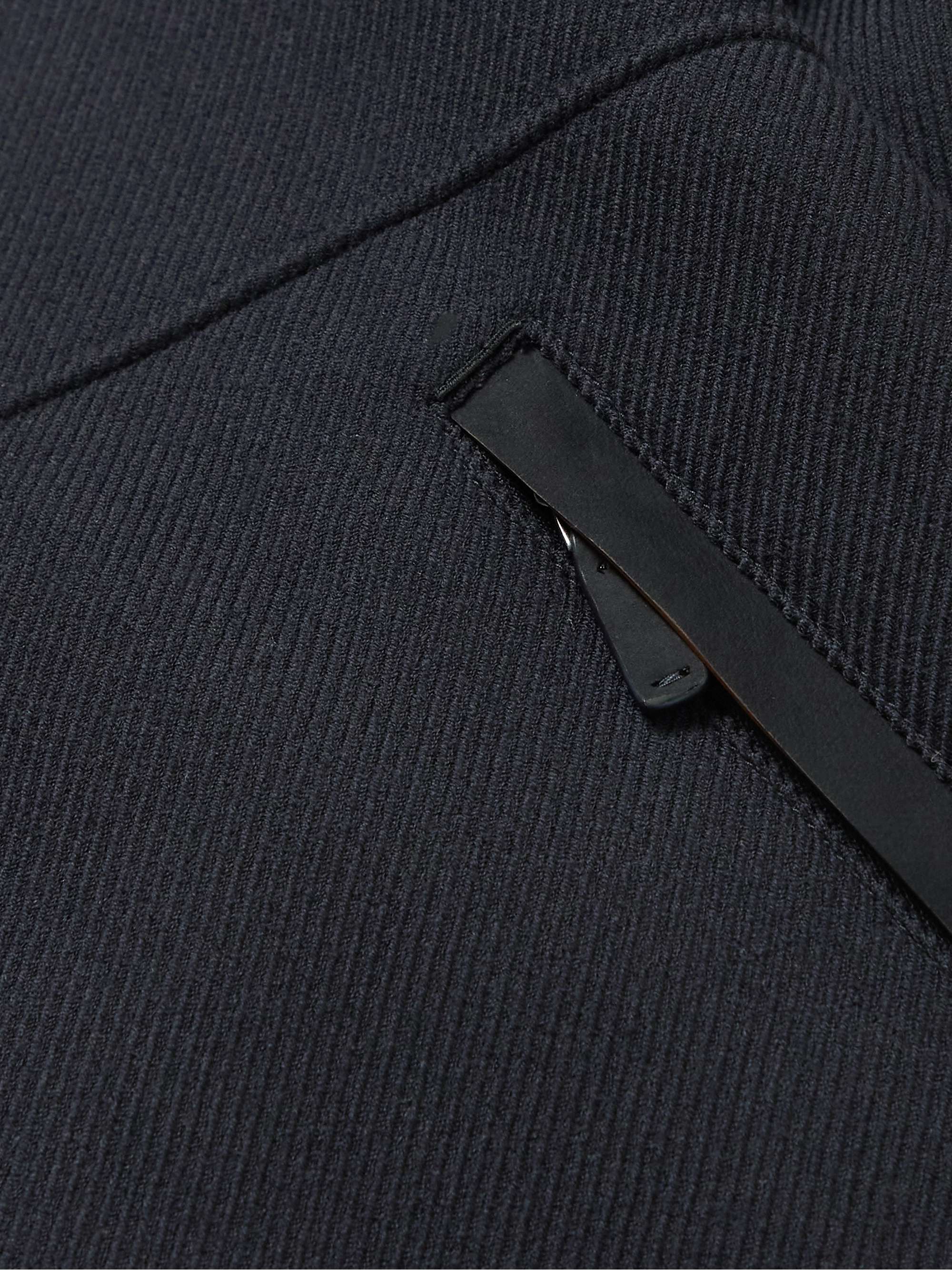 ERMENEGILDO ZEGNA Slim-Fit Leather-Trimmed Achillfarm Wool Jacket