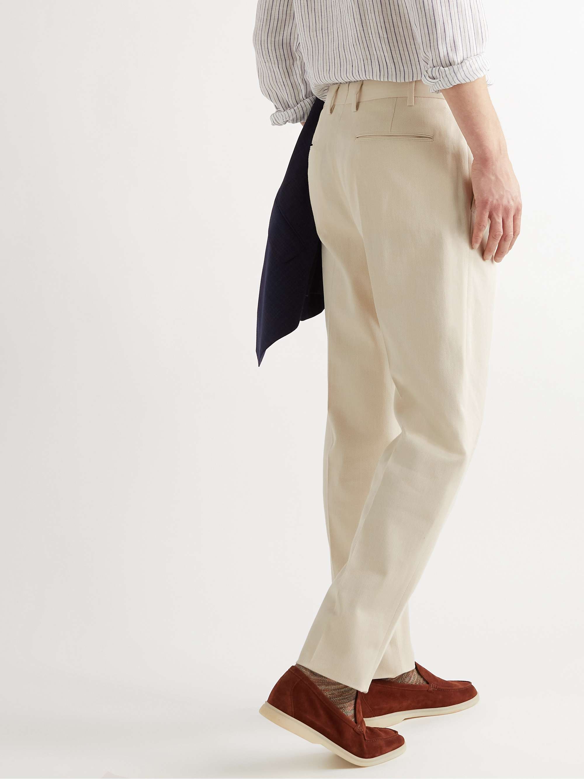 ERMENEGILDO ZEGNA Pleated Stretch Cotton-Twill Trousers