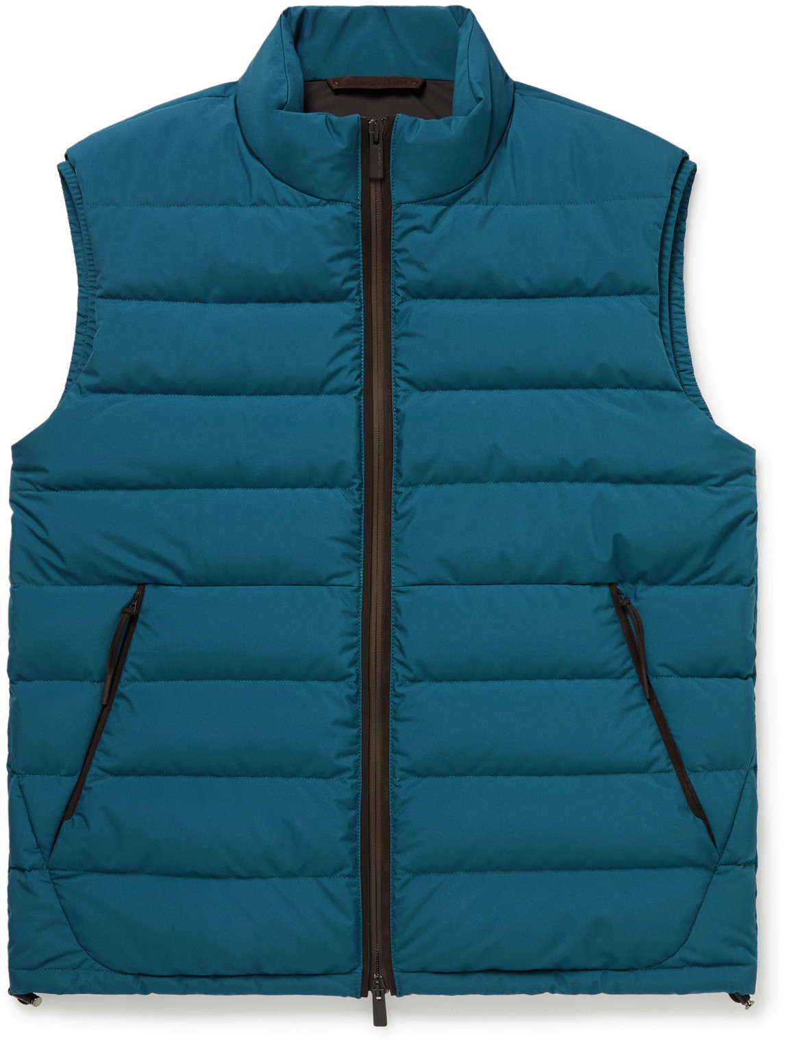 Ermenegildo Zegna Stratos Slim-fit Suede-trimmed Quilted Shell Down Gilet In Blue