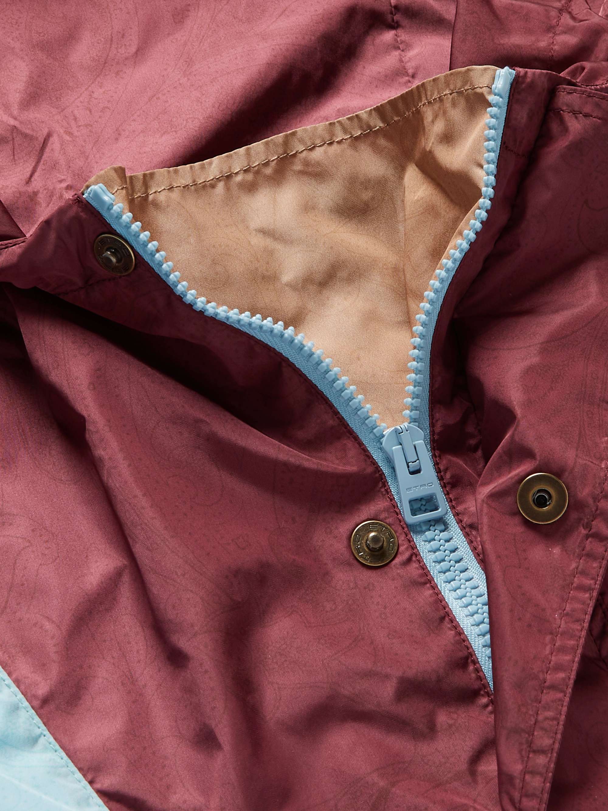 ETRO Hooded Paisley-Print Shell Half-Zip Jacket