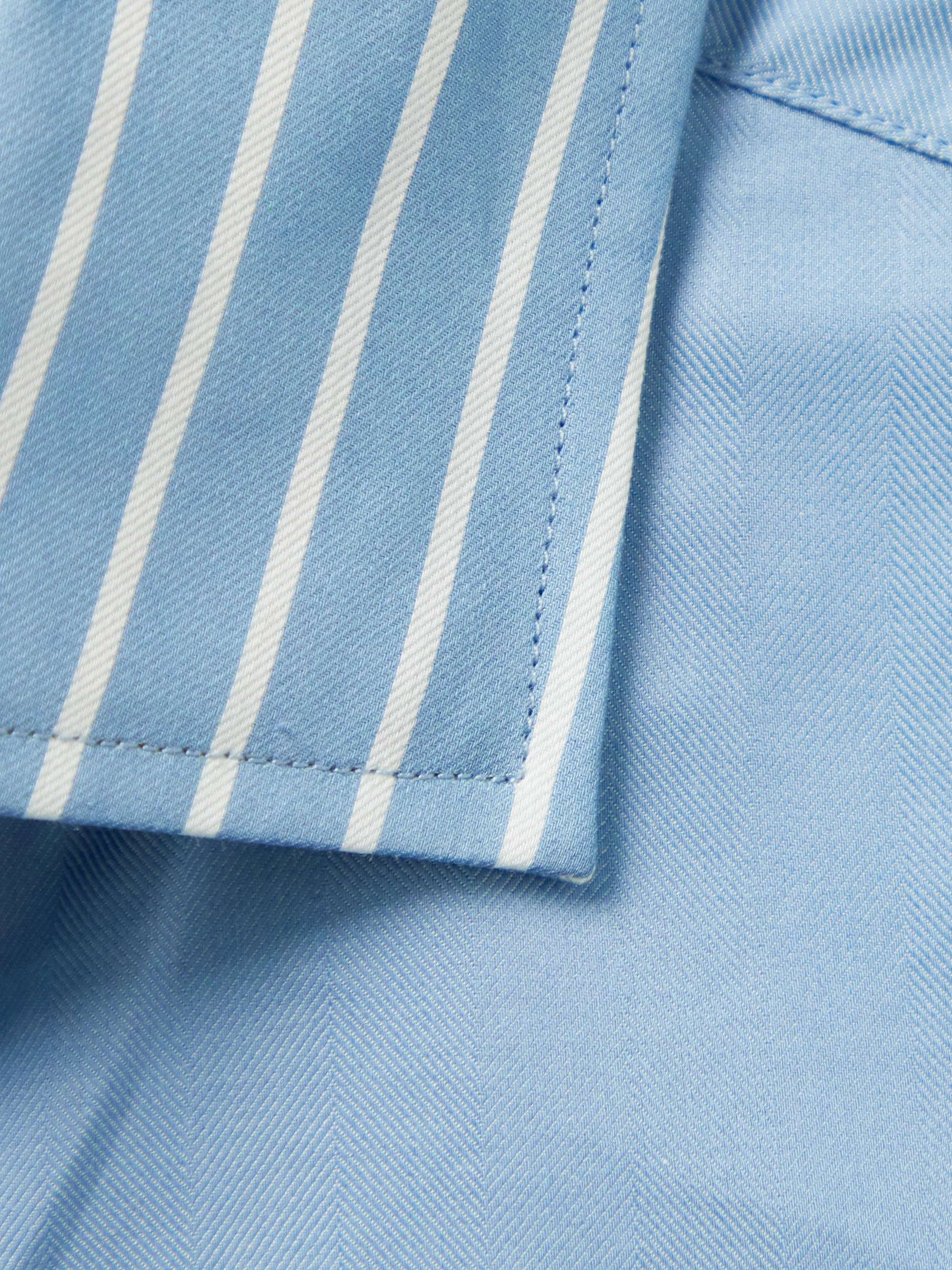 ETRO Slim-Fit Striped Herringbone Cotton Shirt