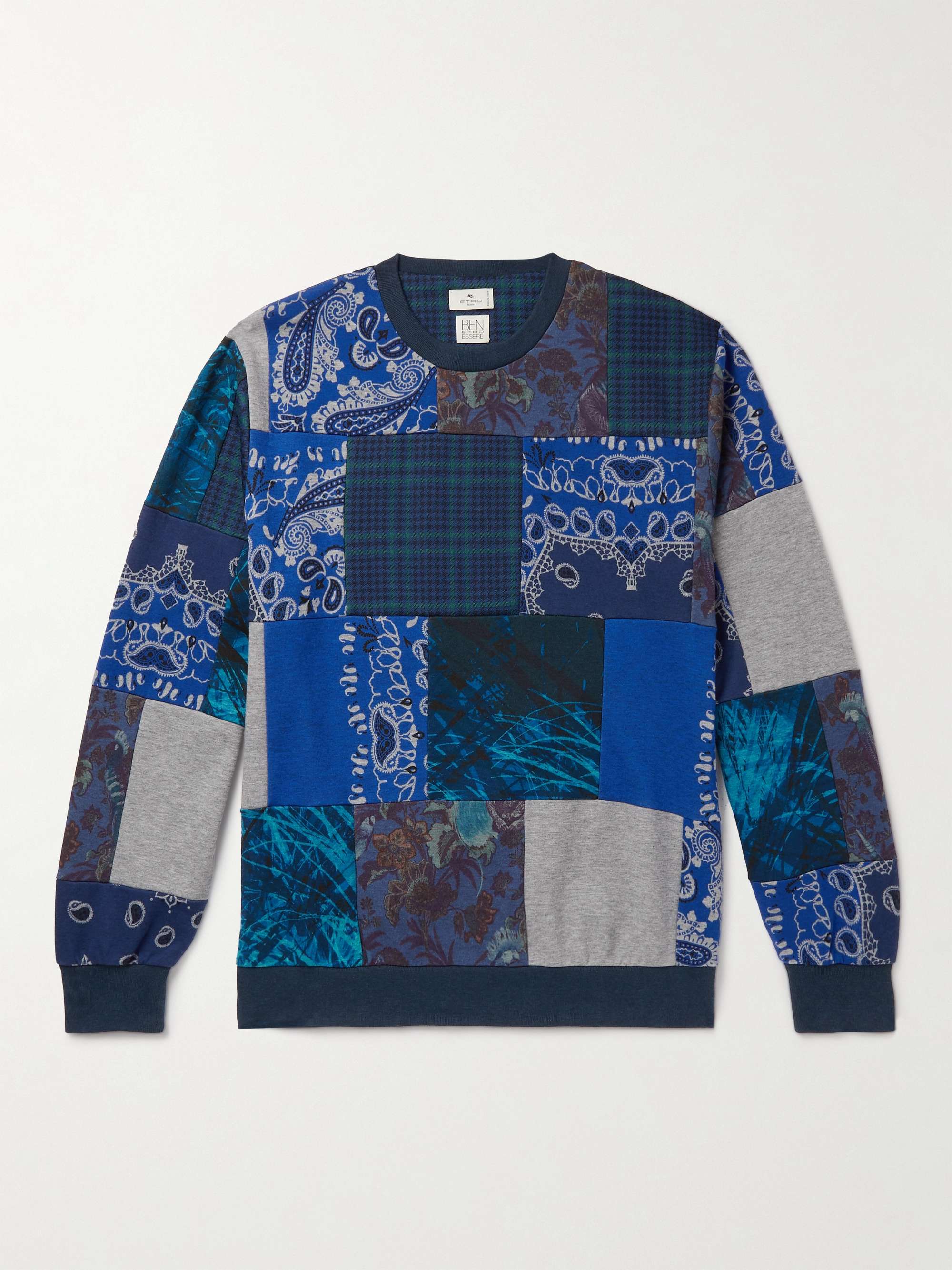 ETRO Felpa Patchwork Cotton-Blend Jersey Sweatshirt