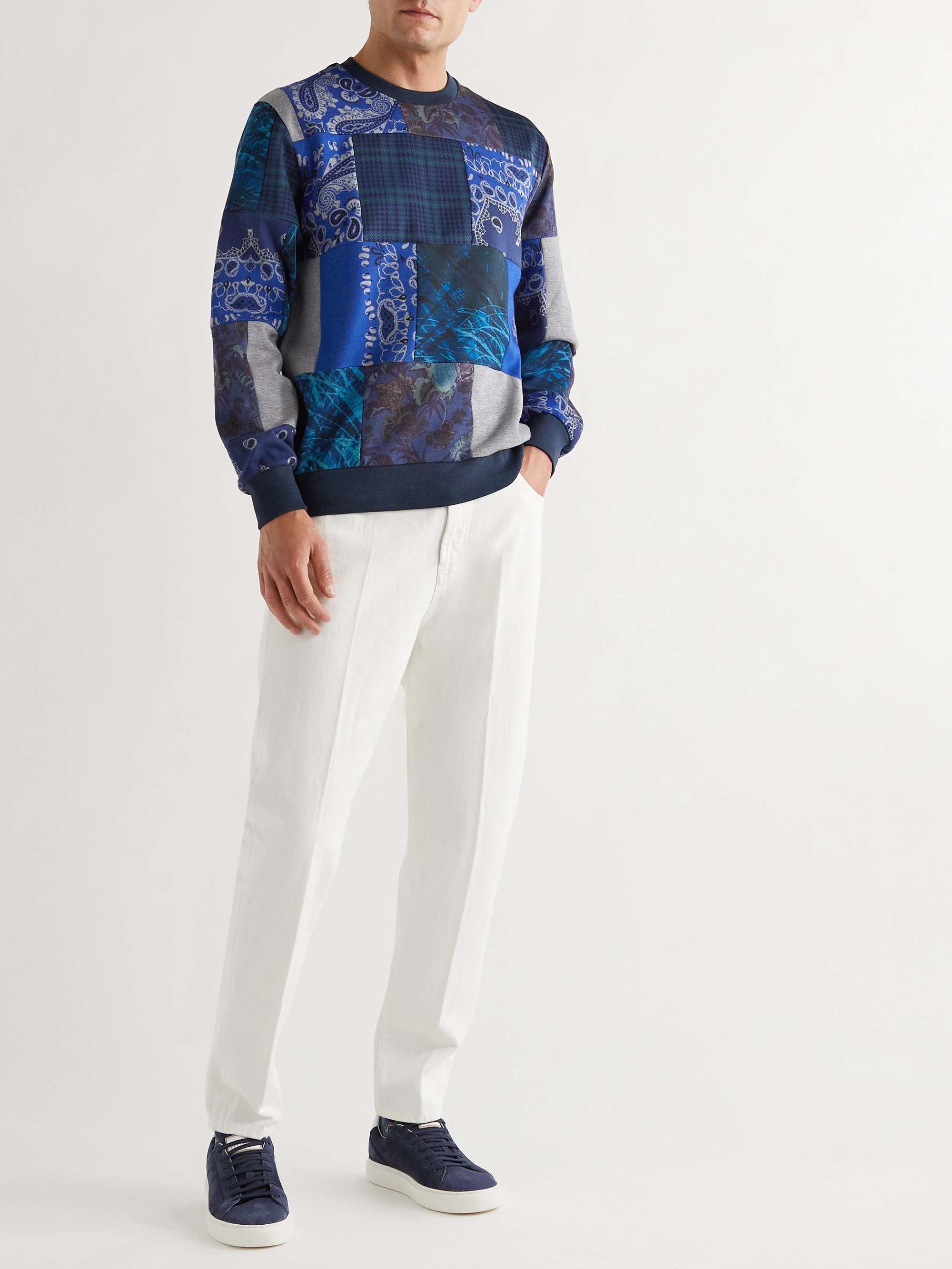 ETRO Felpa Patchwork Cotton-Blend Jersey Sweatshirt