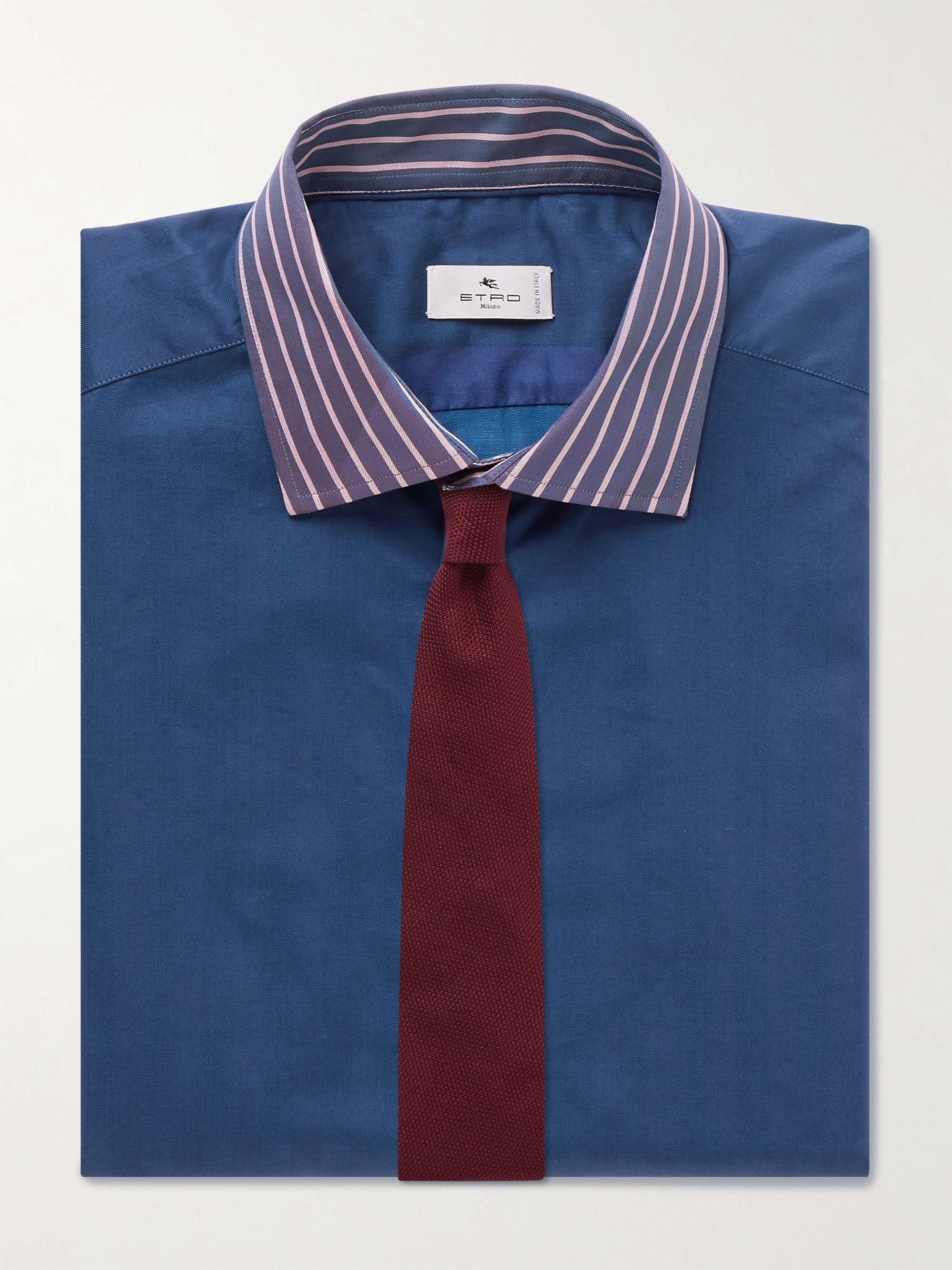ETRO Slim-Fit Striped Herringbone Cotton Shirt