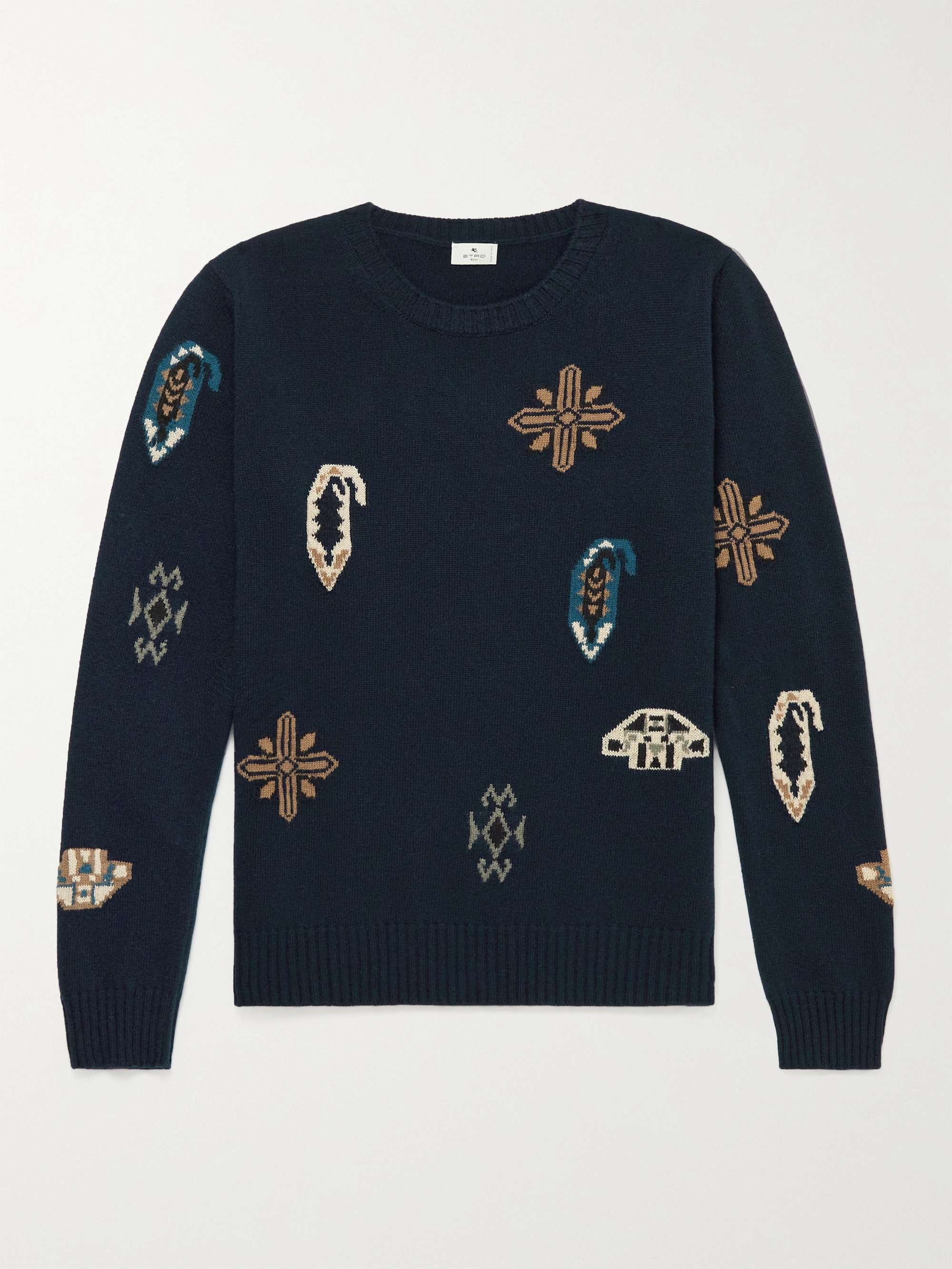 ETRO Intarsia Wool and Cotton-Blend Sweater